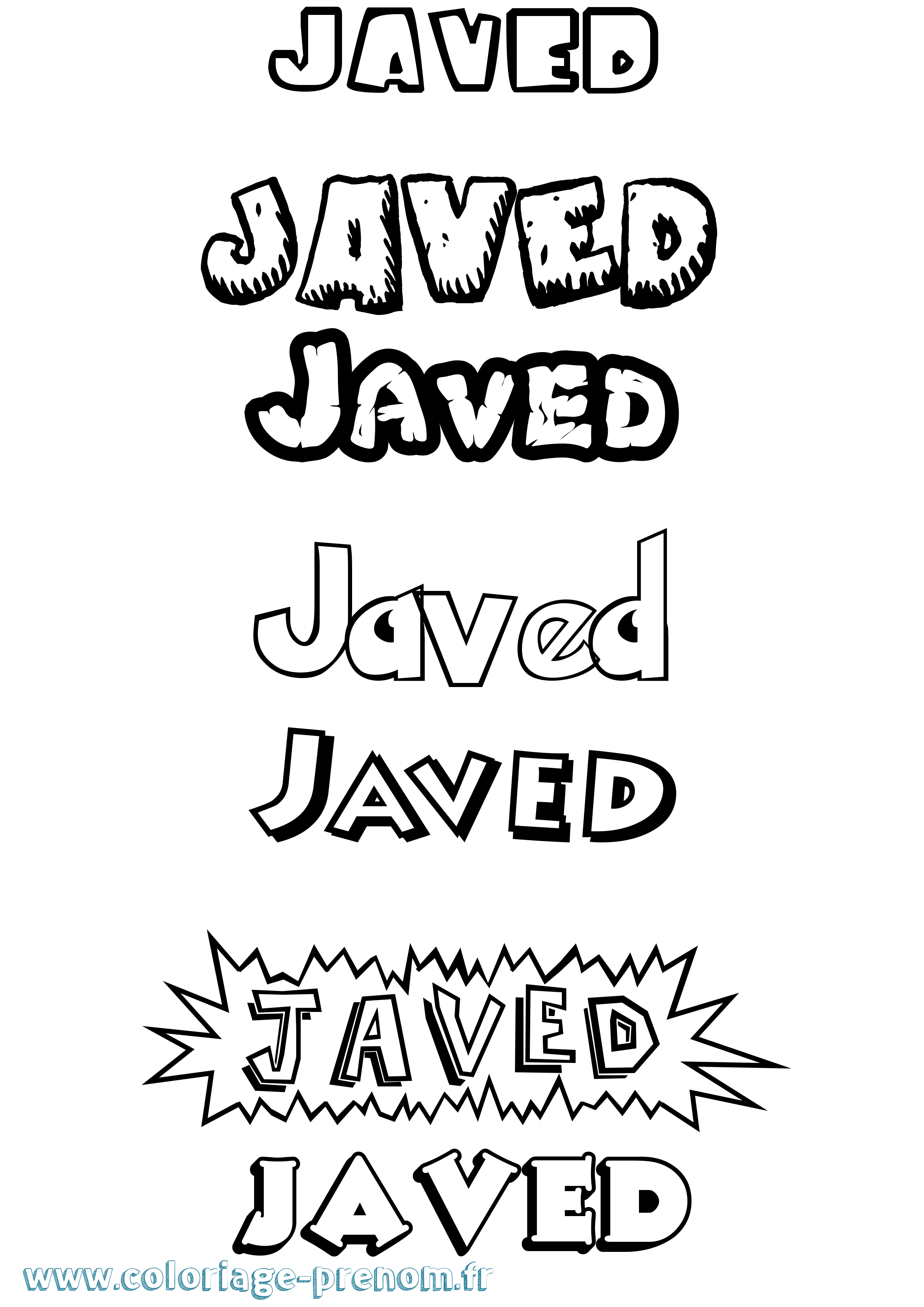 Coloriage Javed Dessin Animé Coloriage prénom Javed Dessin Animé
