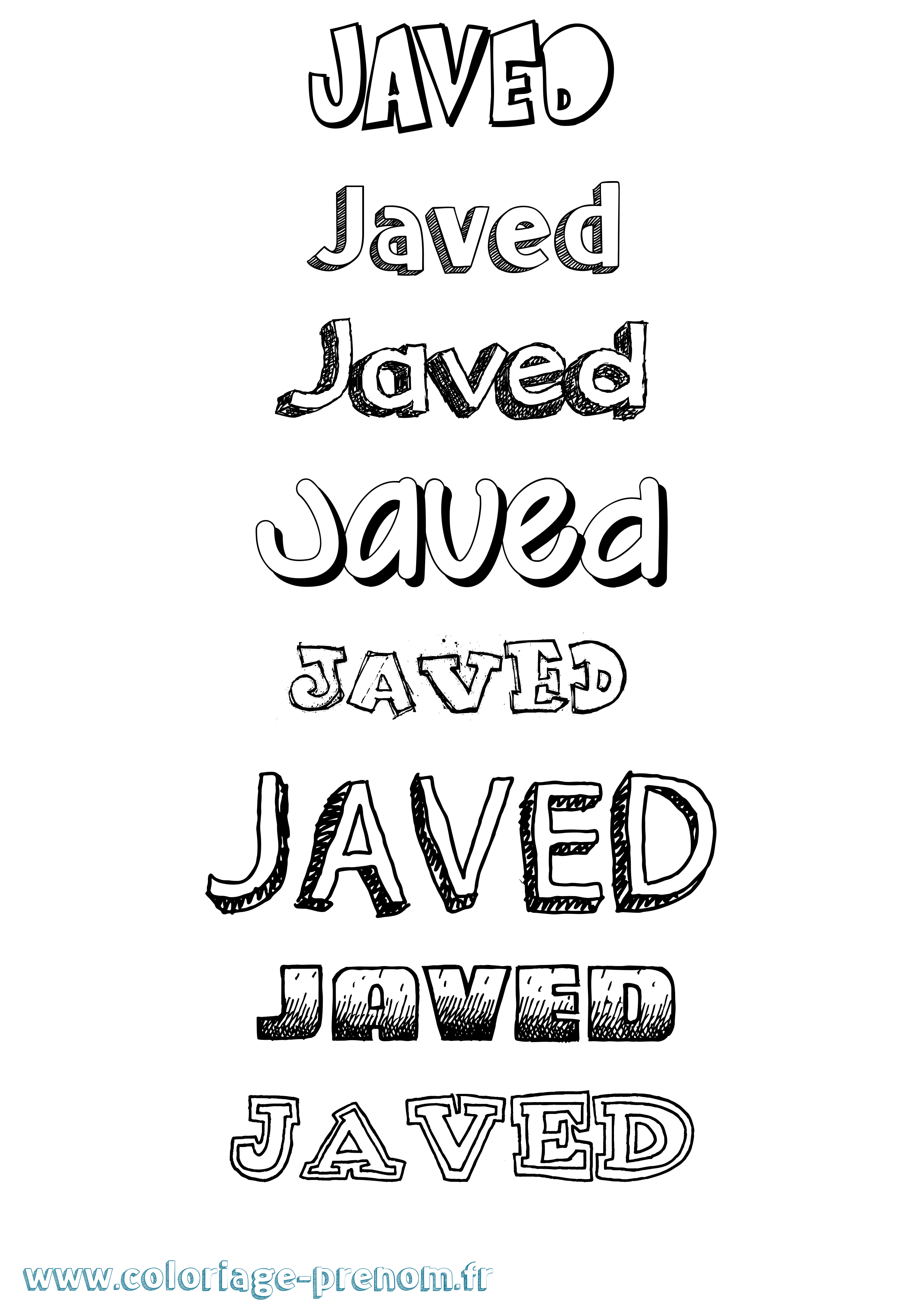 Coloriage Javed Dessiné Coloriage prénom Javed Dessiné