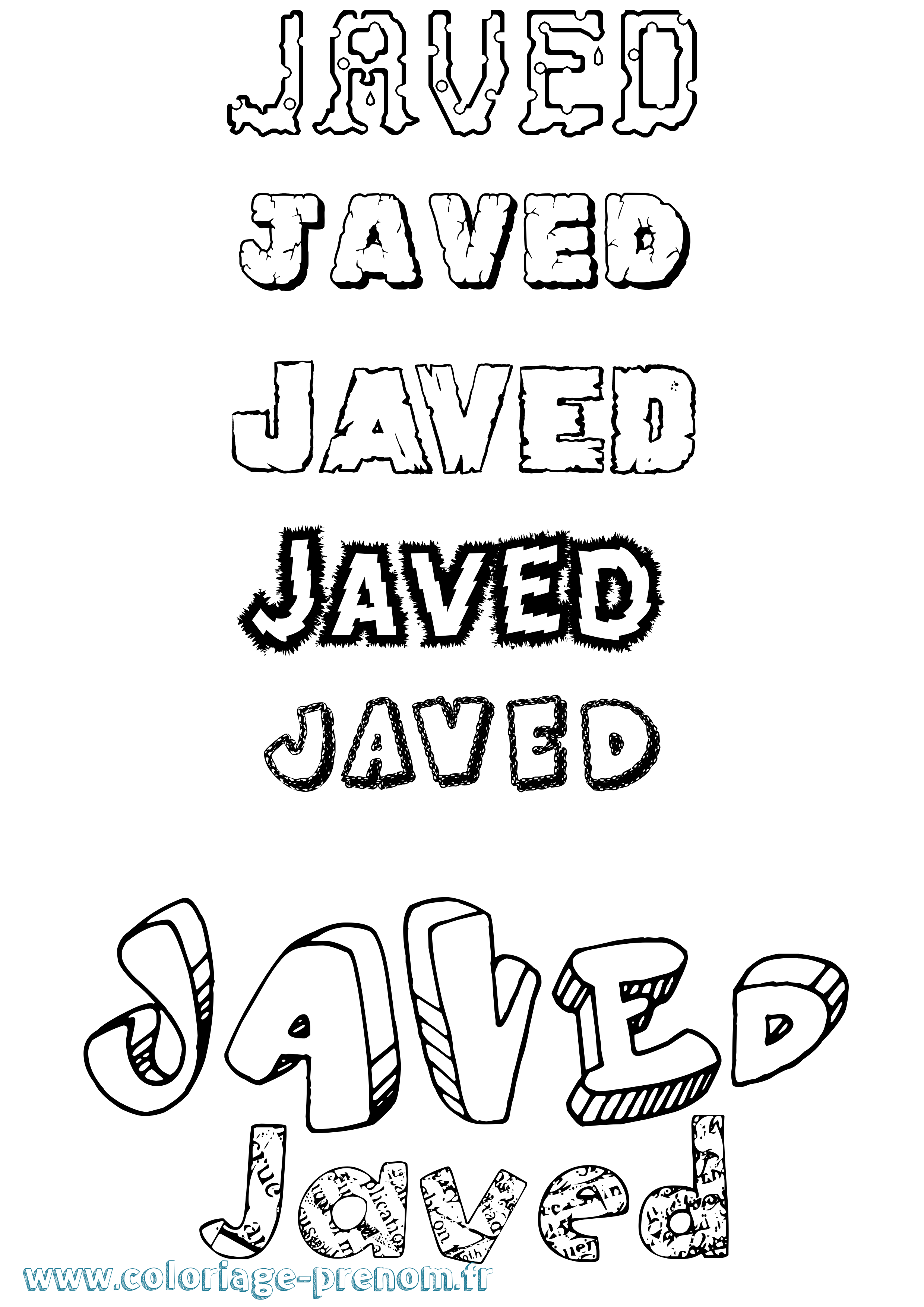Coloriage Javed Destructuré Coloriage prénom Javed Destructuré