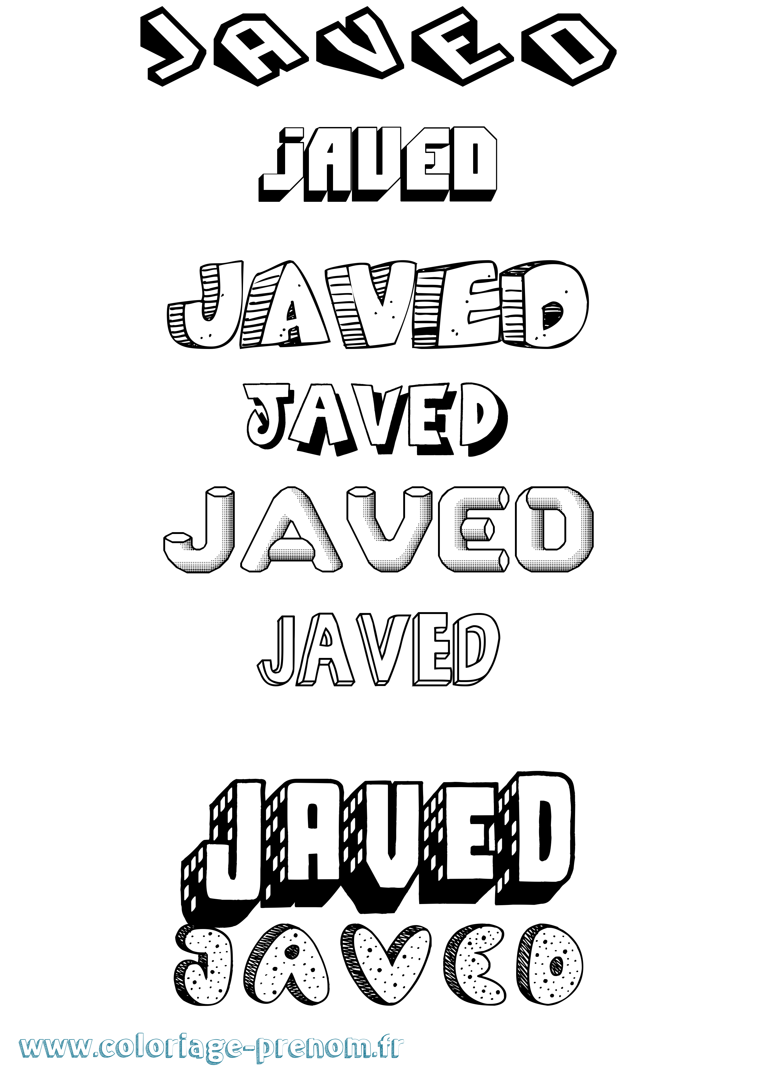 Coloriage Javed Effet 3D Coloriage prénom Javed Effet 3D