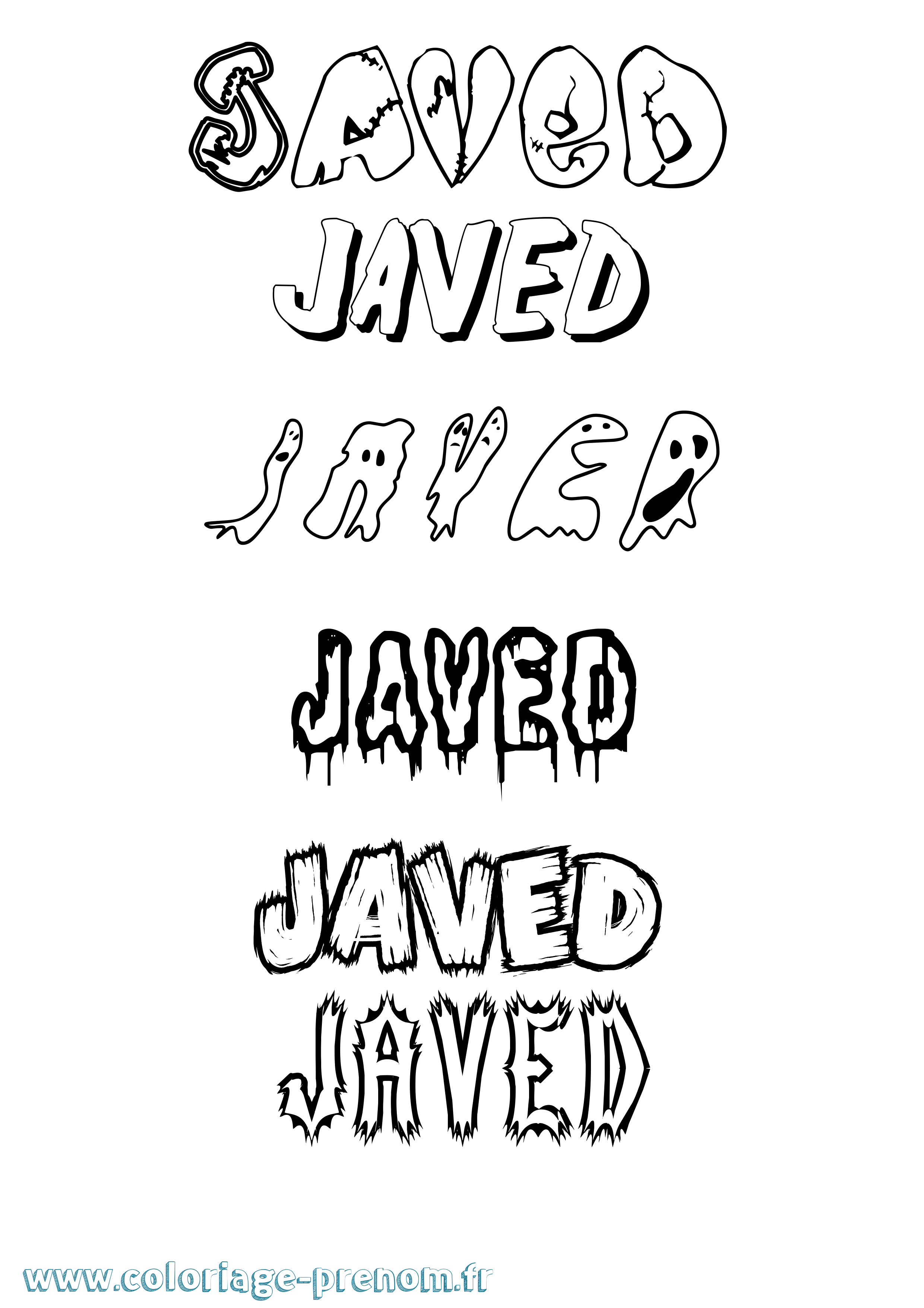 Coloriage Javed Frisson Coloriage prénom Javed Frisson