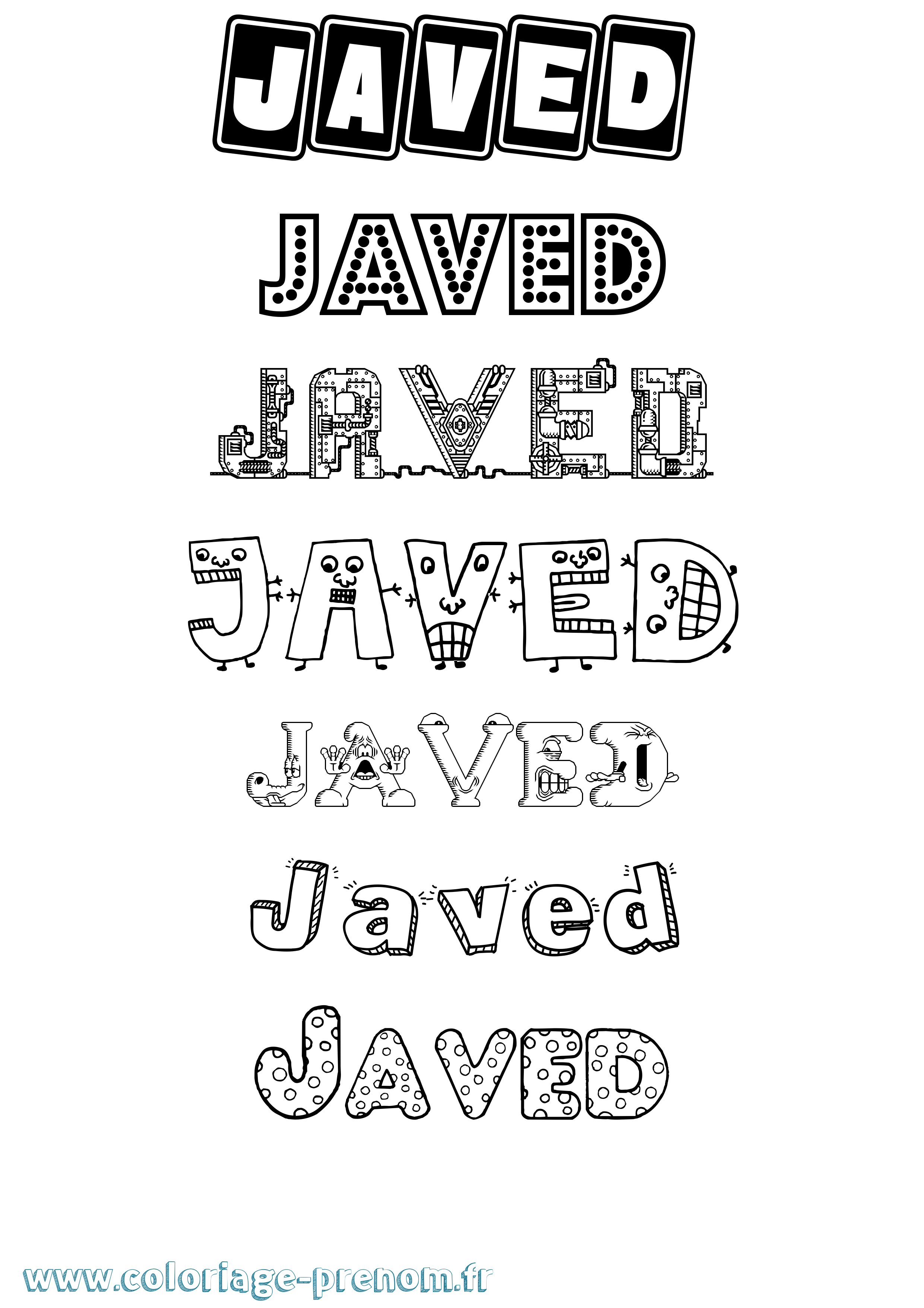 Coloriage Javed Fun Coloriage prénom Javed Fun
