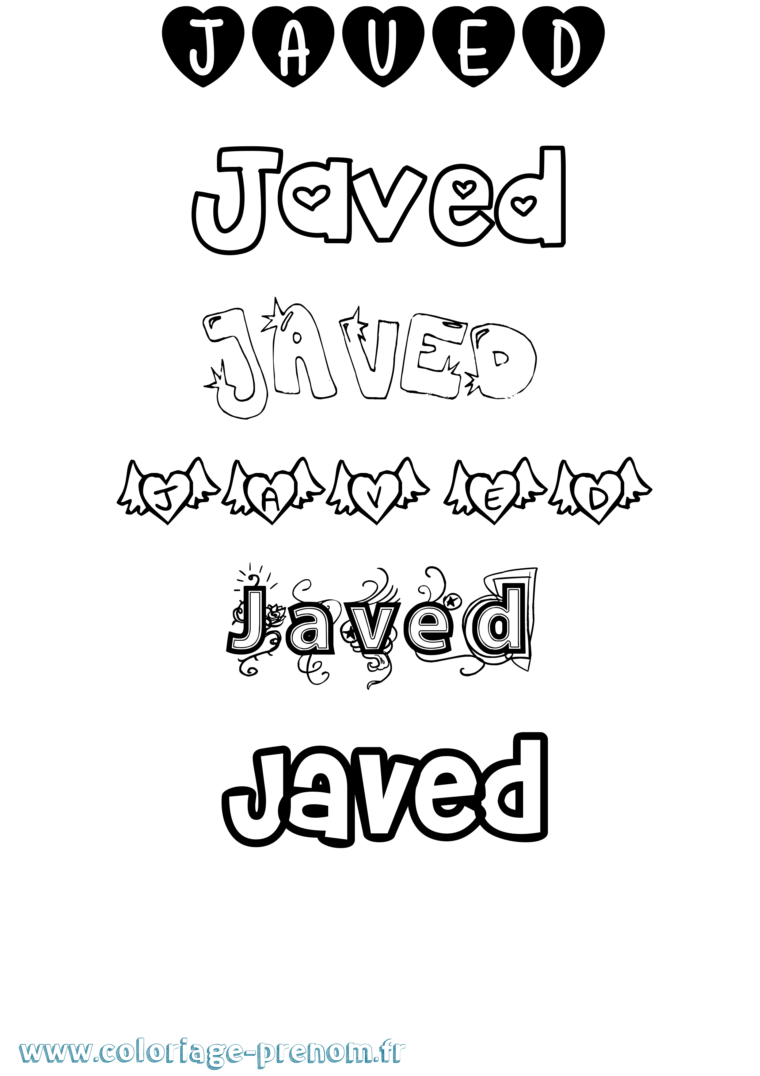 Coloriage Javed Girly Coloriage prénom Javed Girly