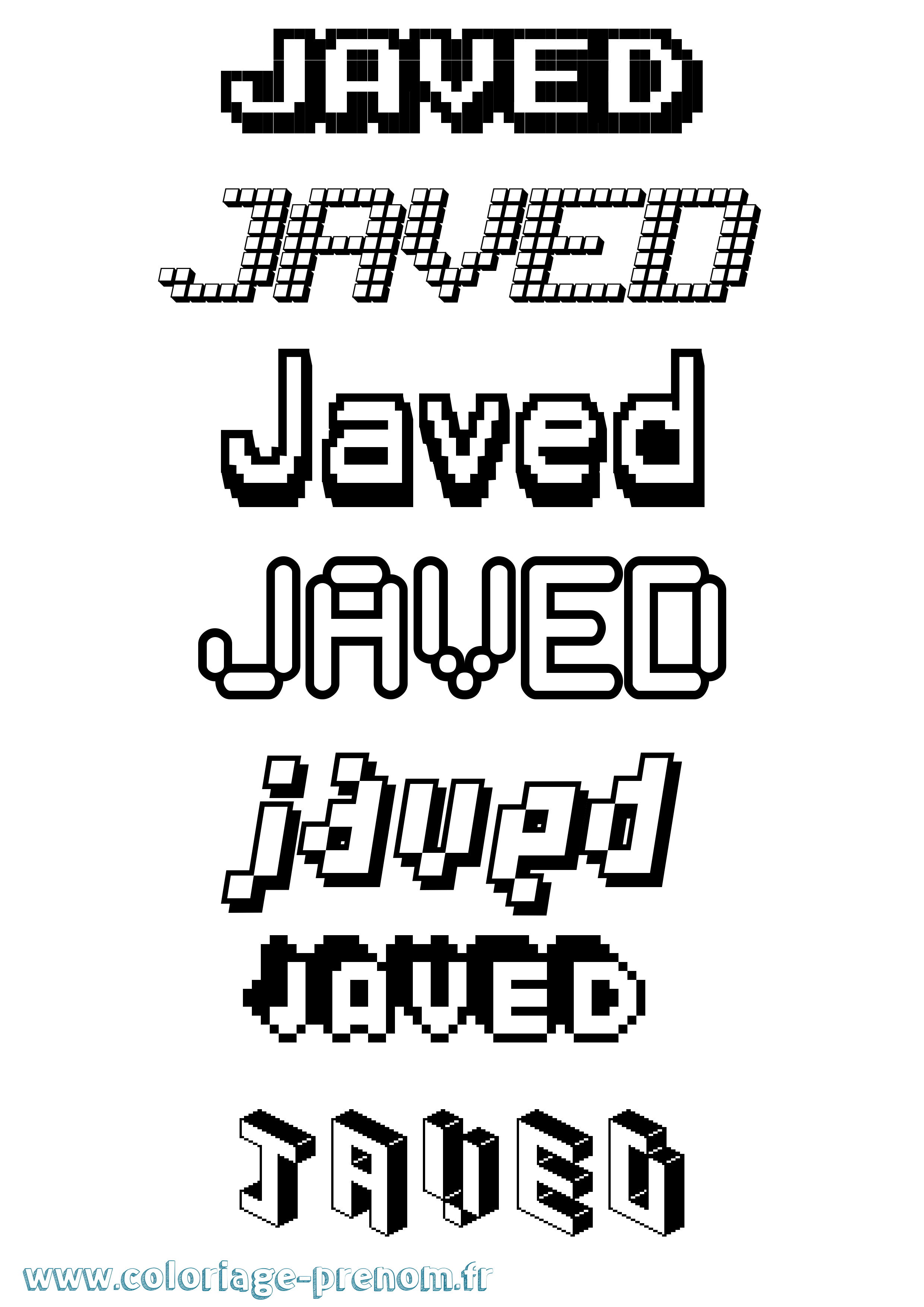 Coloriage Javed Pixel Coloriage prénom Javed Pixel