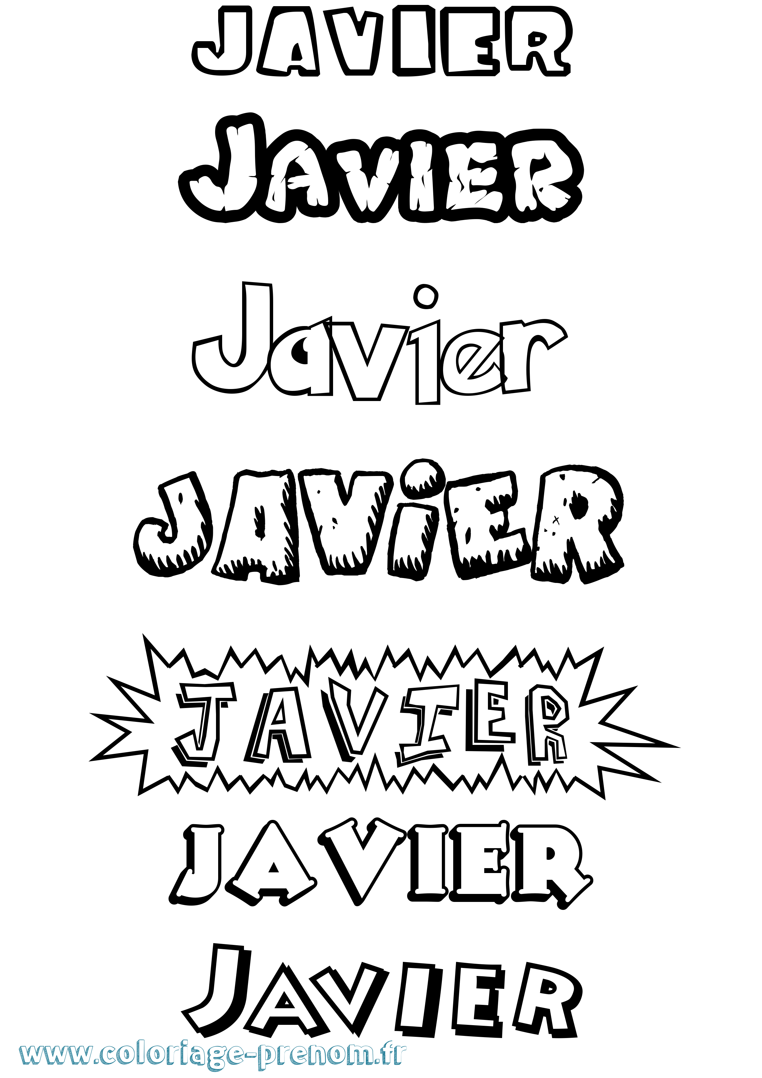 Coloriage Javier Dessin Animé Coloriage prénom Javier Dessin Animé