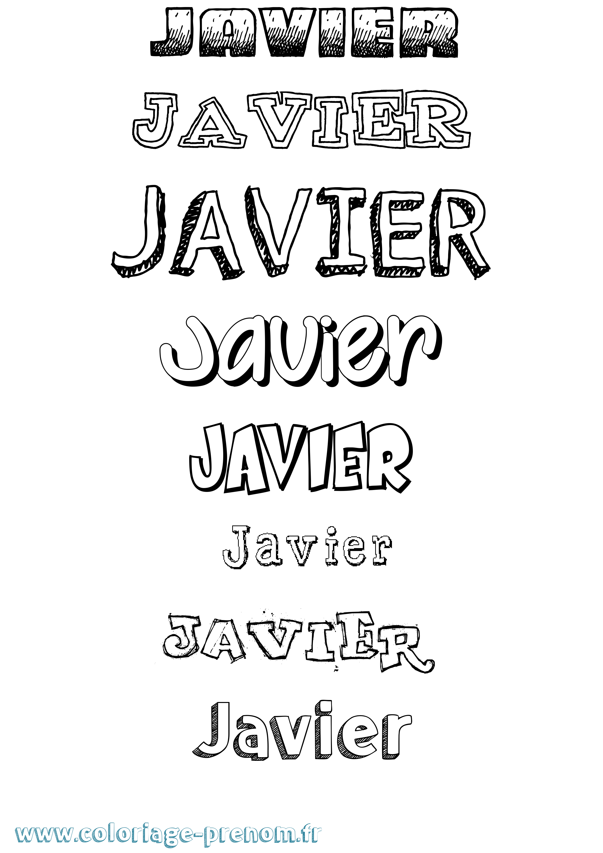 Coloriage Javier Dessiné Coloriage prénom Javier Dessiné