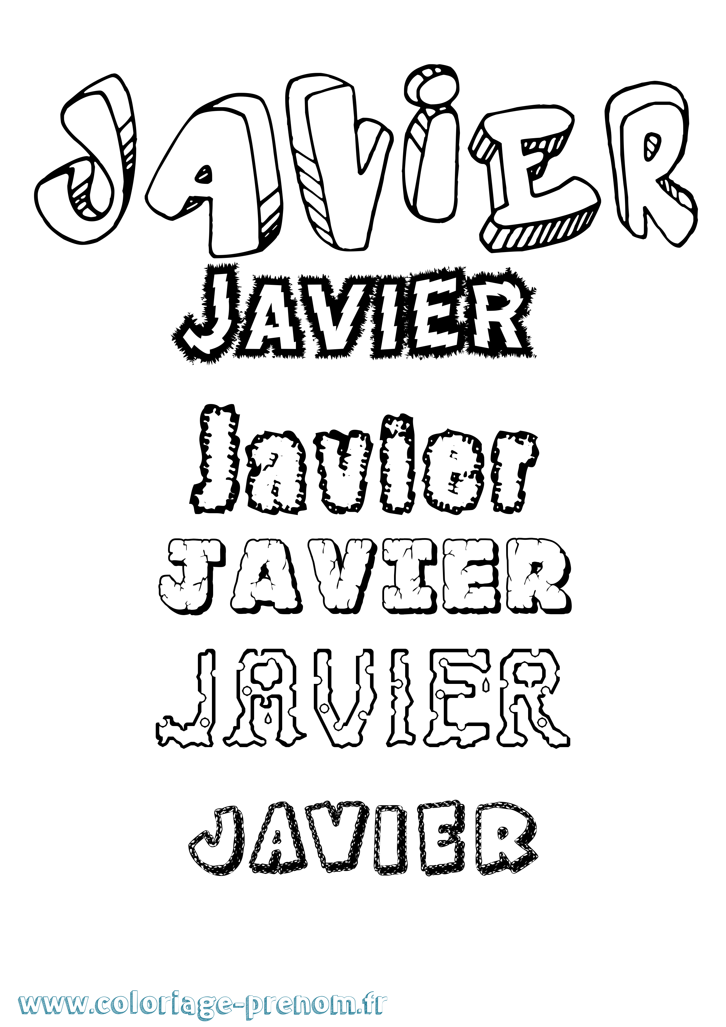 Coloriage Javier Destructuré Coloriage prénom Javier Destructuré