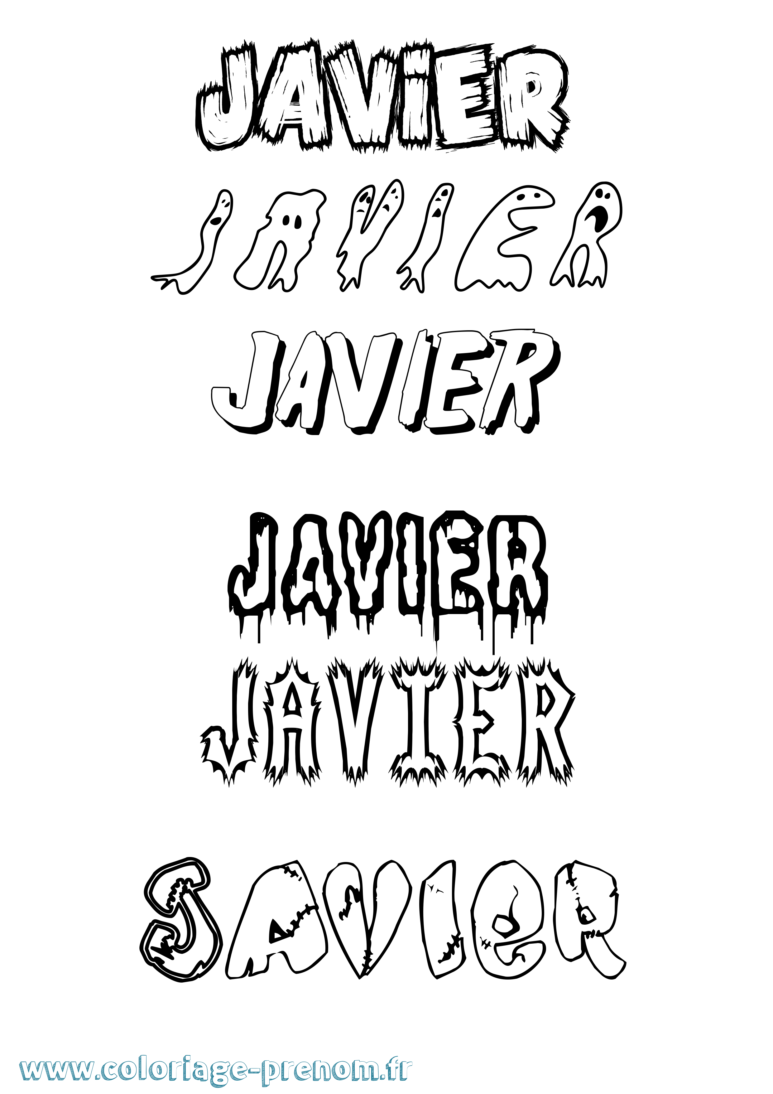 Coloriage Javier Frisson Coloriage prénom Javier Frisson