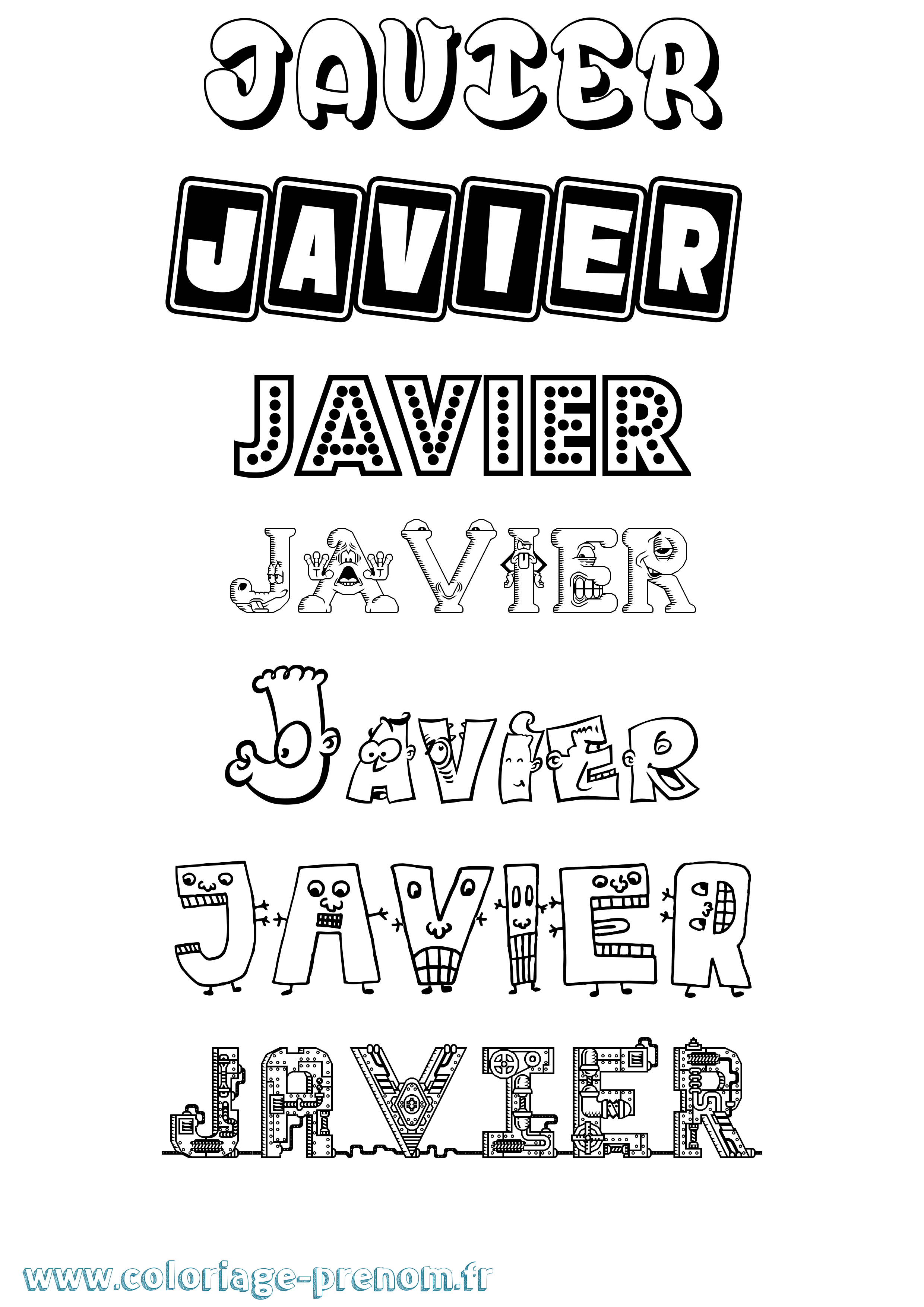 Coloriage Javier Fun Coloriage prénom Javier Fun