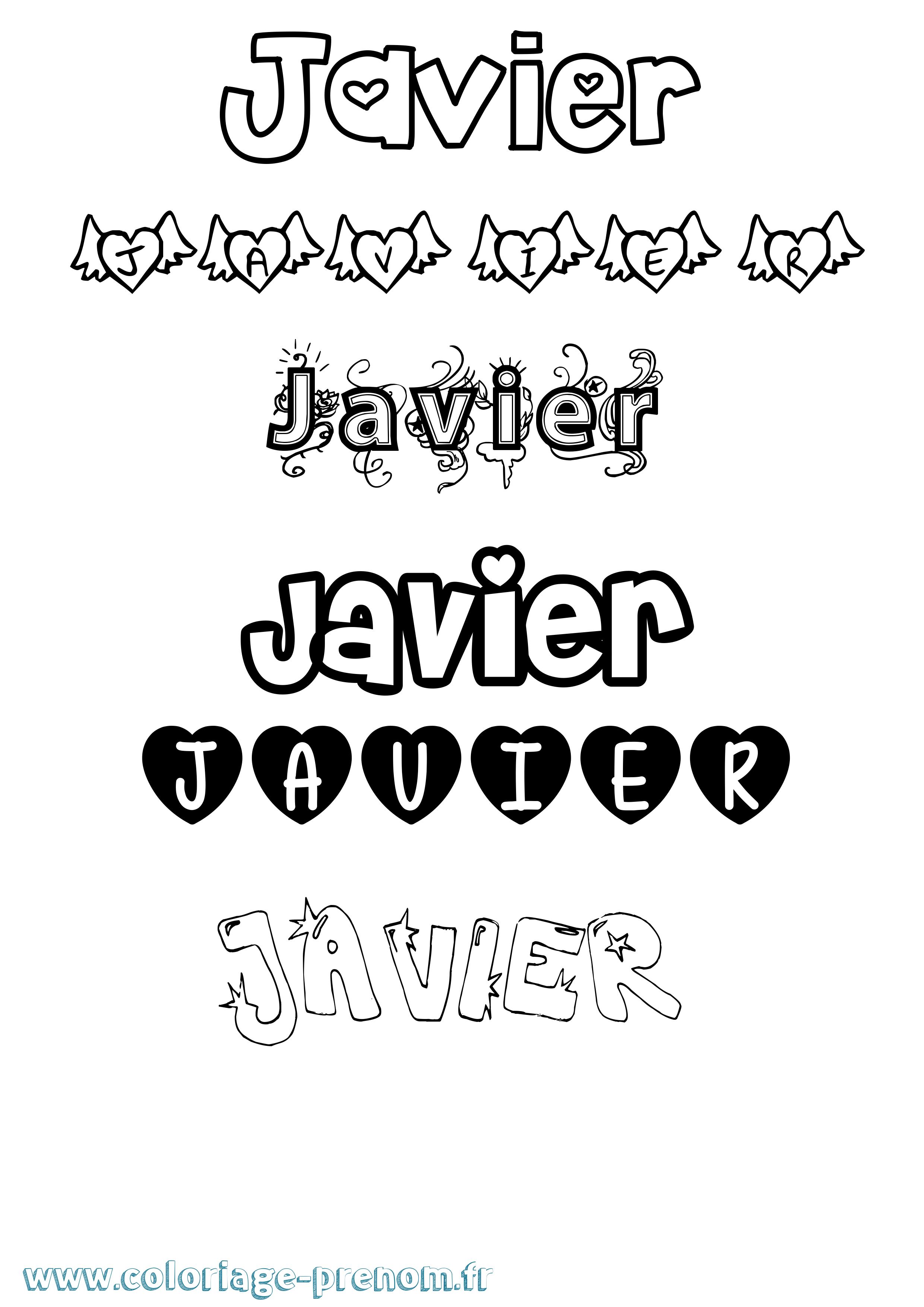 Coloriage Javier Girly Coloriage prénom Javier Girly
