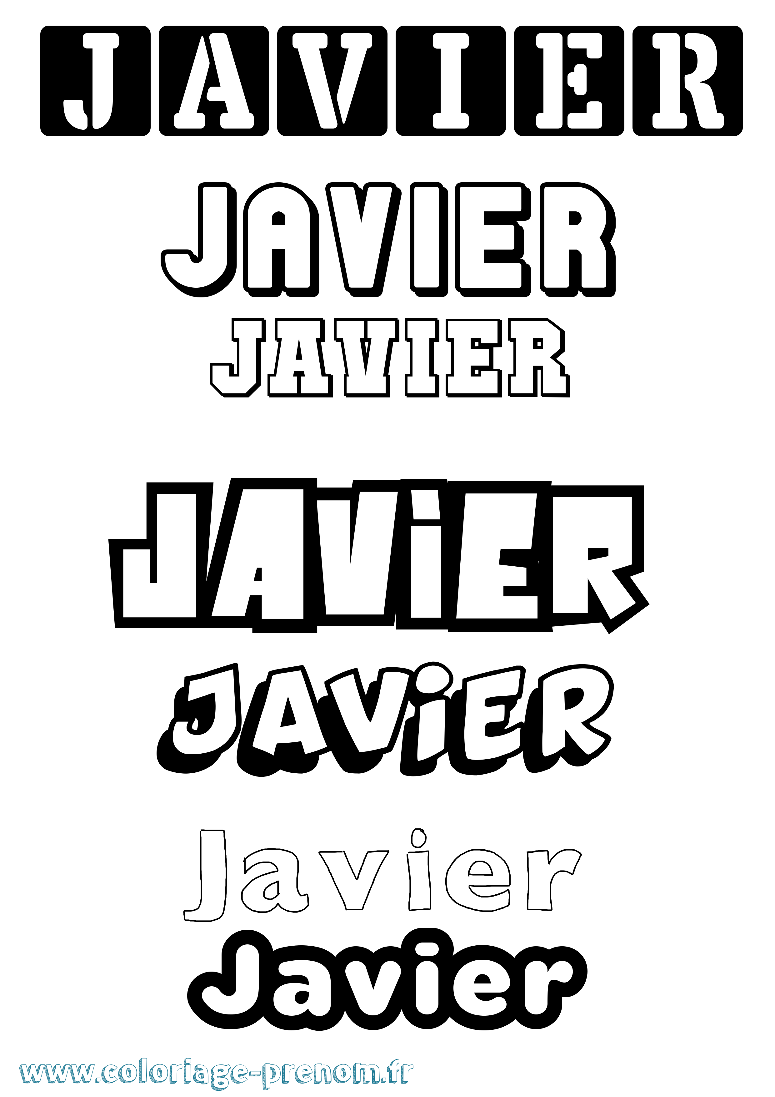 Coloriage Javier Simple Coloriage prénom Javier Simple