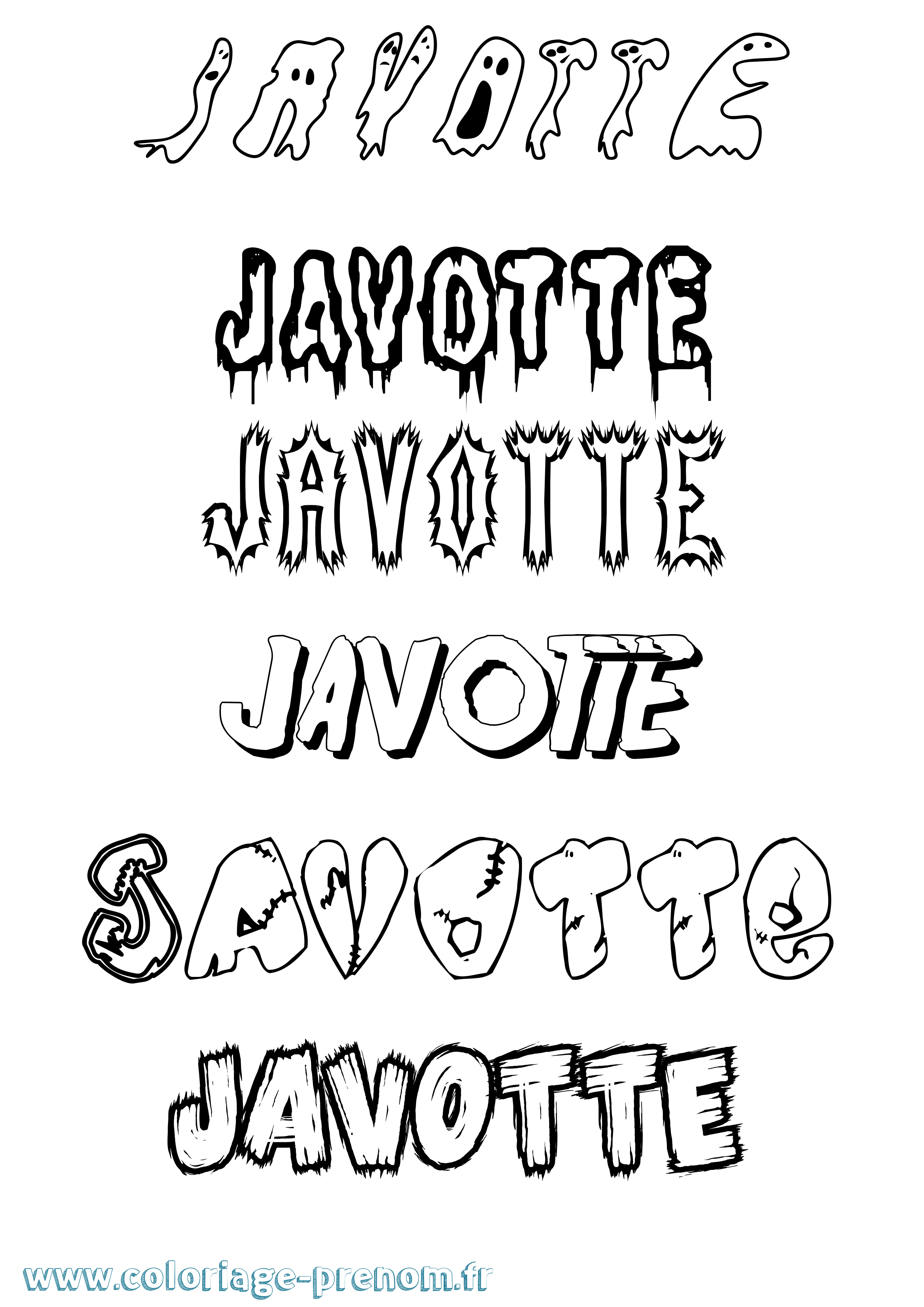 Coloriage Javotte Frisson Coloriage prénom Javotte Frisson