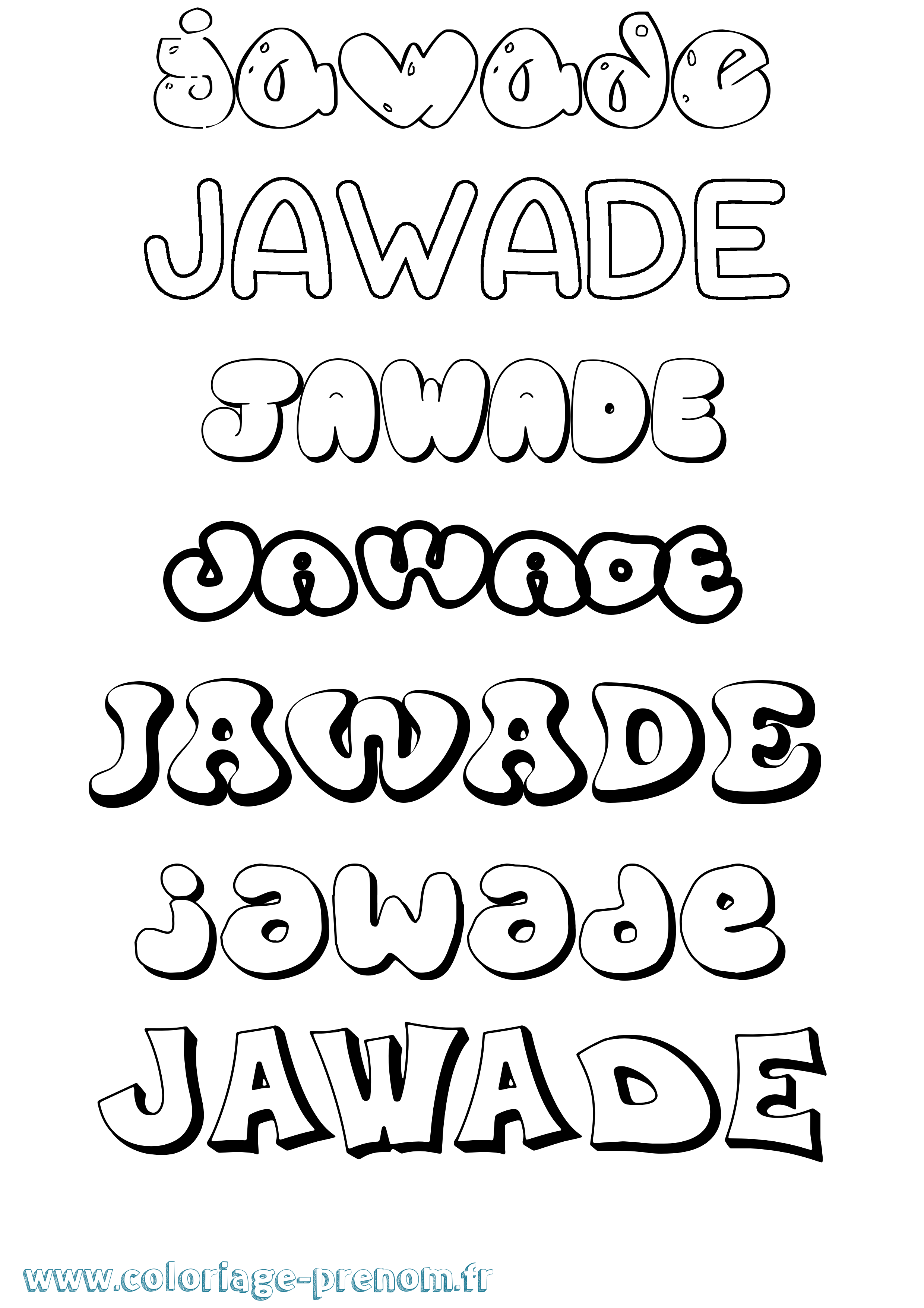 Coloriage Jawade Bubble Coloriage prénom Jawade Bubble