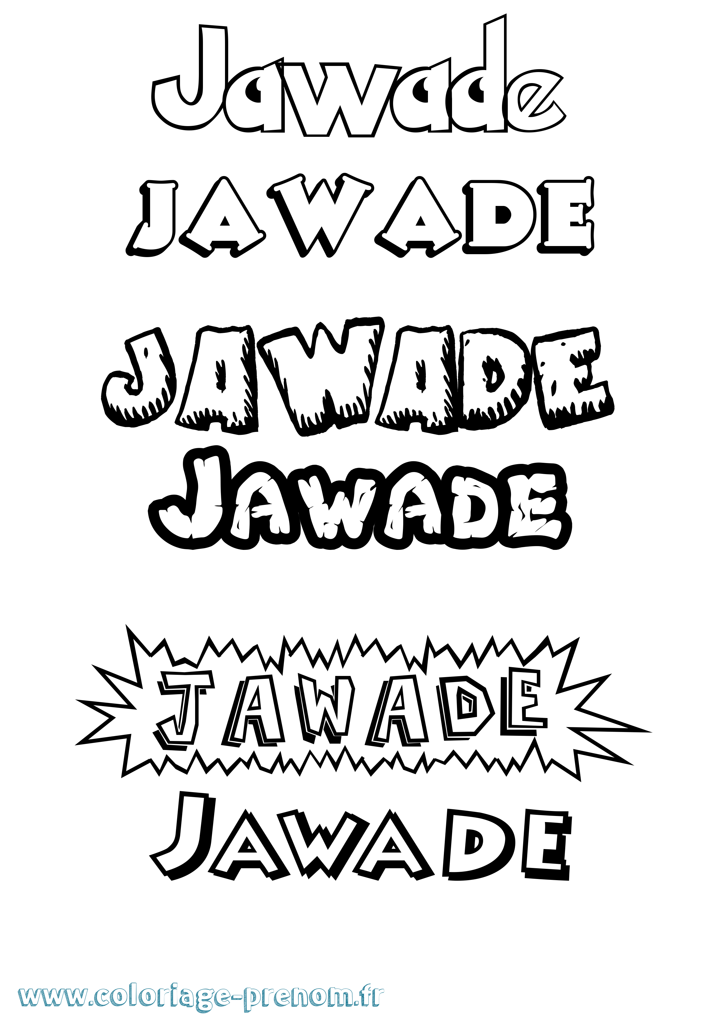 Coloriage Jawade Dessin Animé Coloriage prénom Jawade Dessin Animé