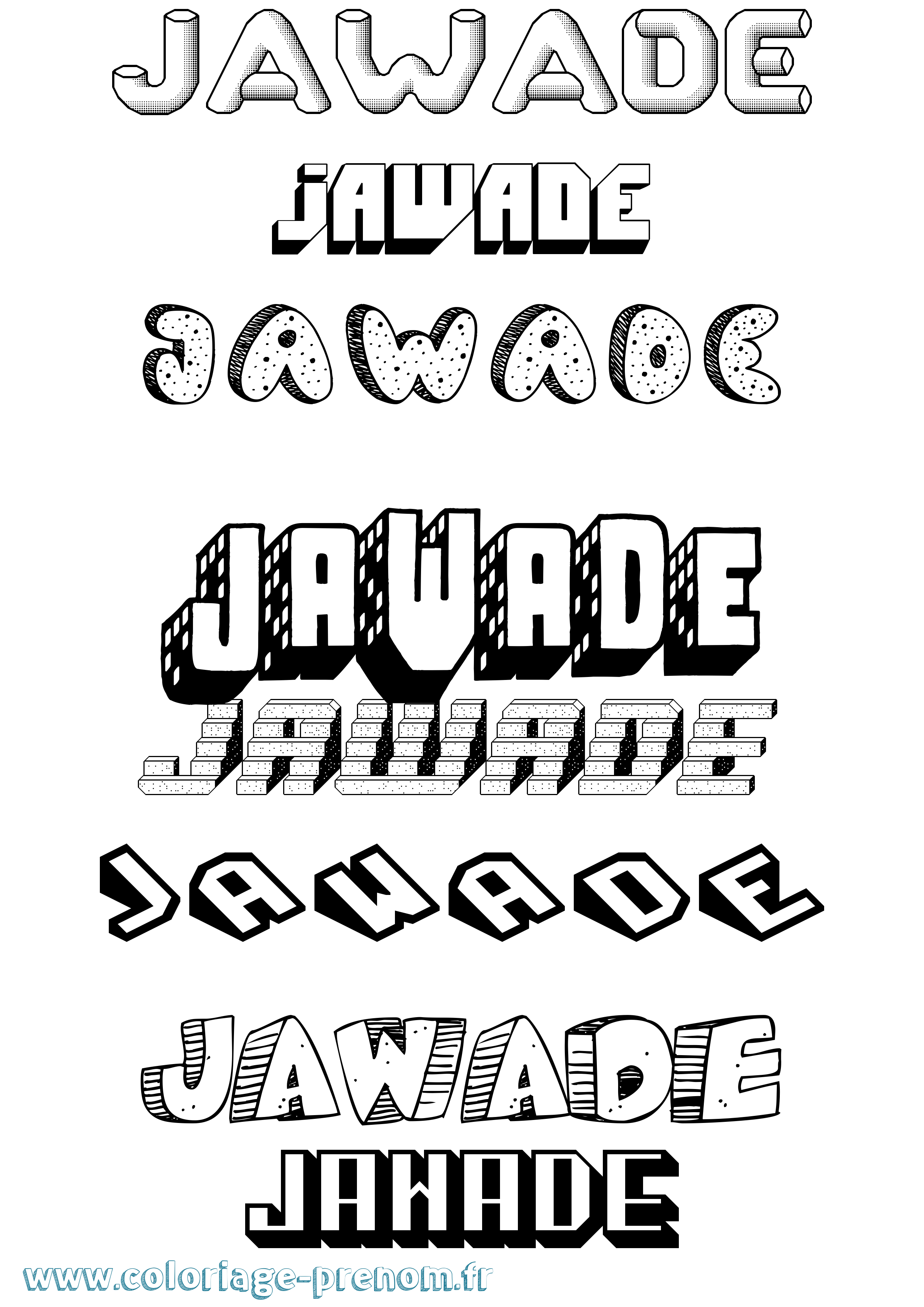 Coloriage Jawade Effet 3D Coloriage prénom Jawade Effet 3D