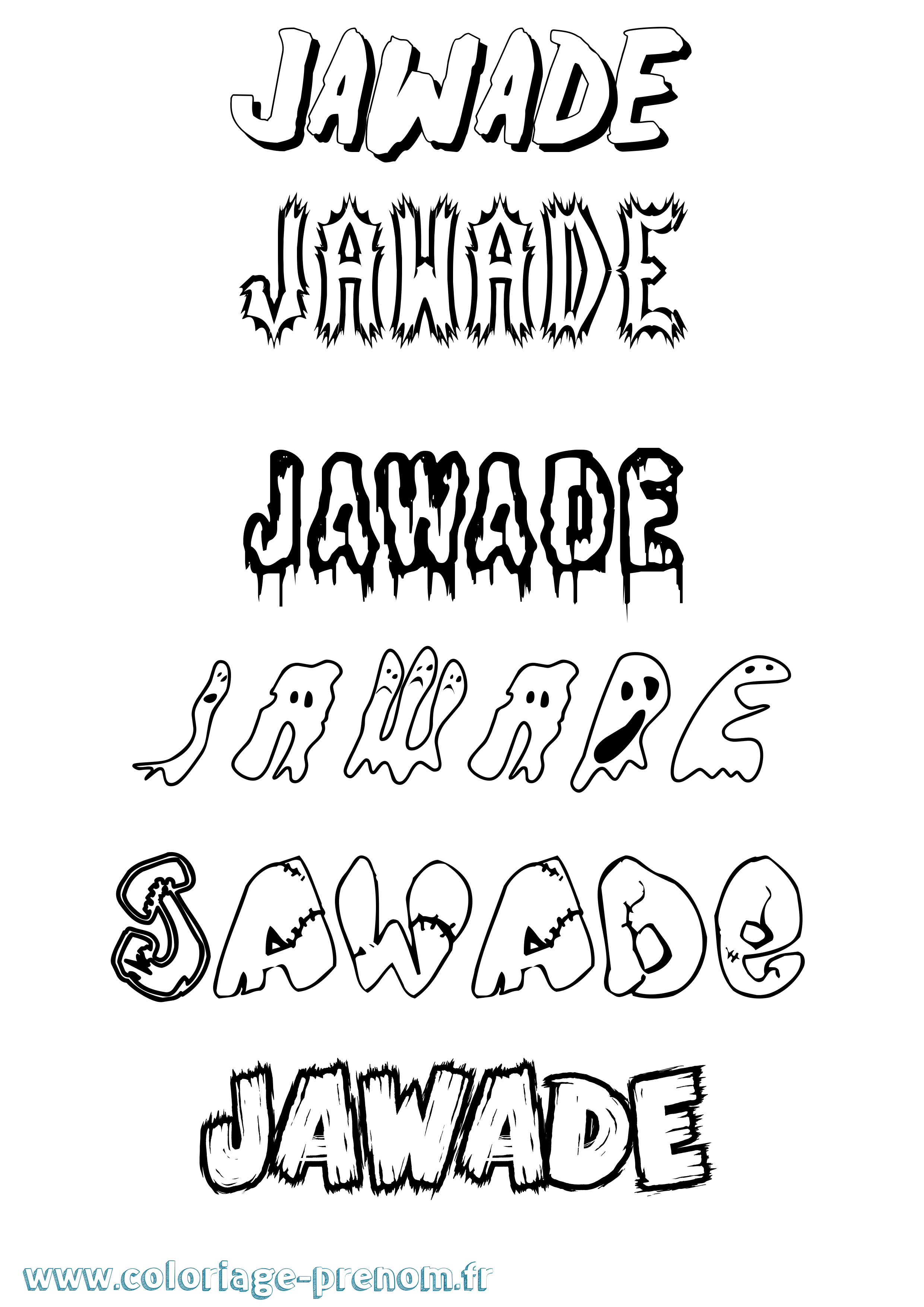 Coloriage Jawade Frisson Coloriage prénom Jawade Frisson