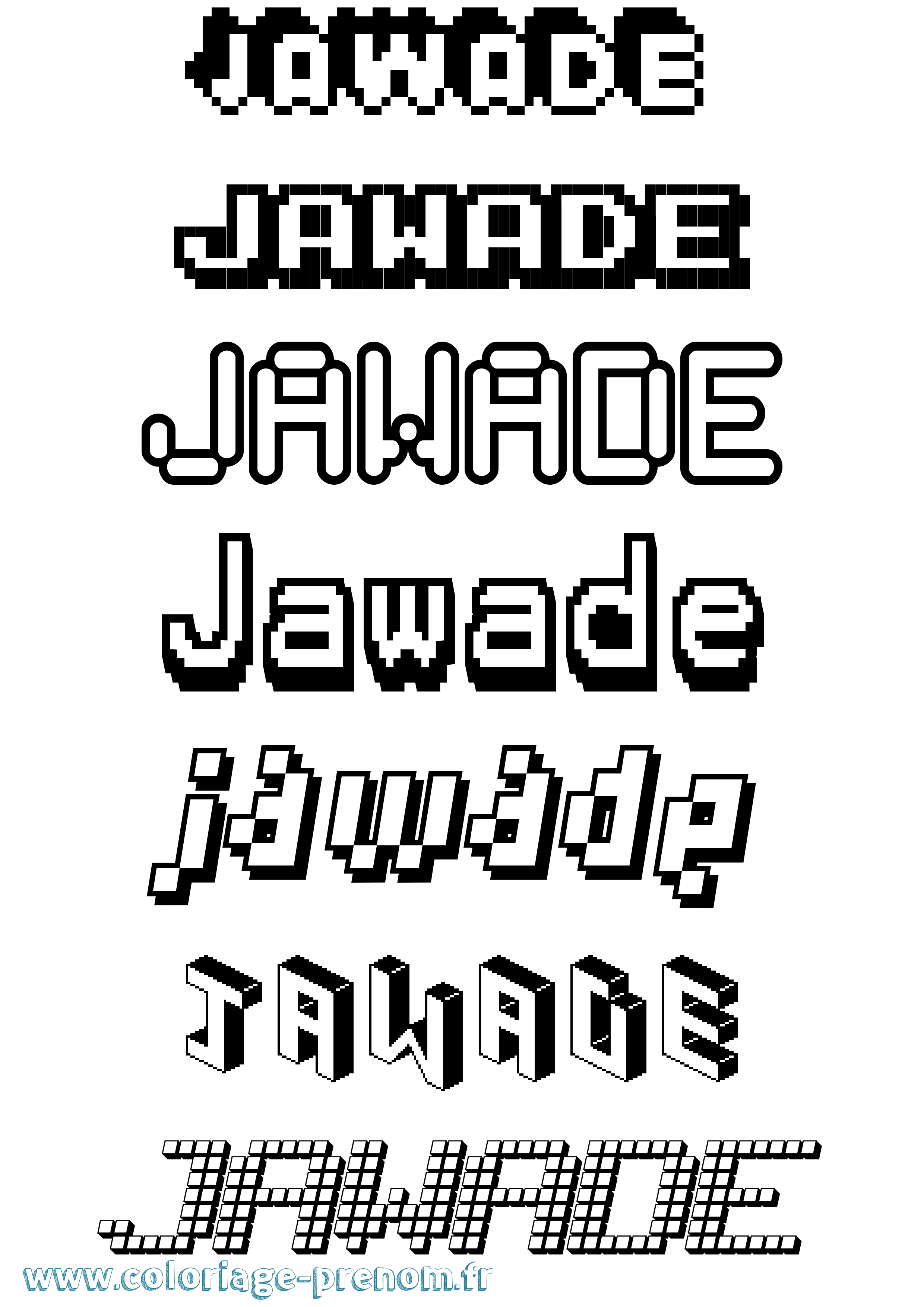 Coloriage Jawade Pixel Coloriage prénom Jawade Pixel