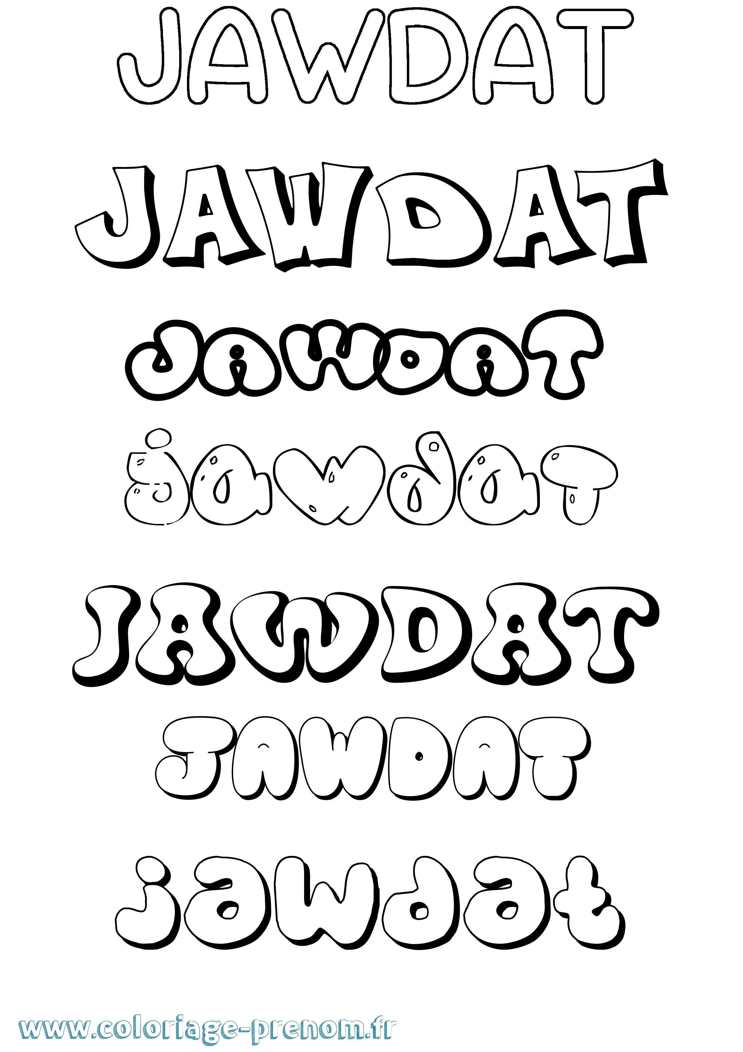 Coloriage Jawdat Bubble Coloriage prénom Jawdat Bubble