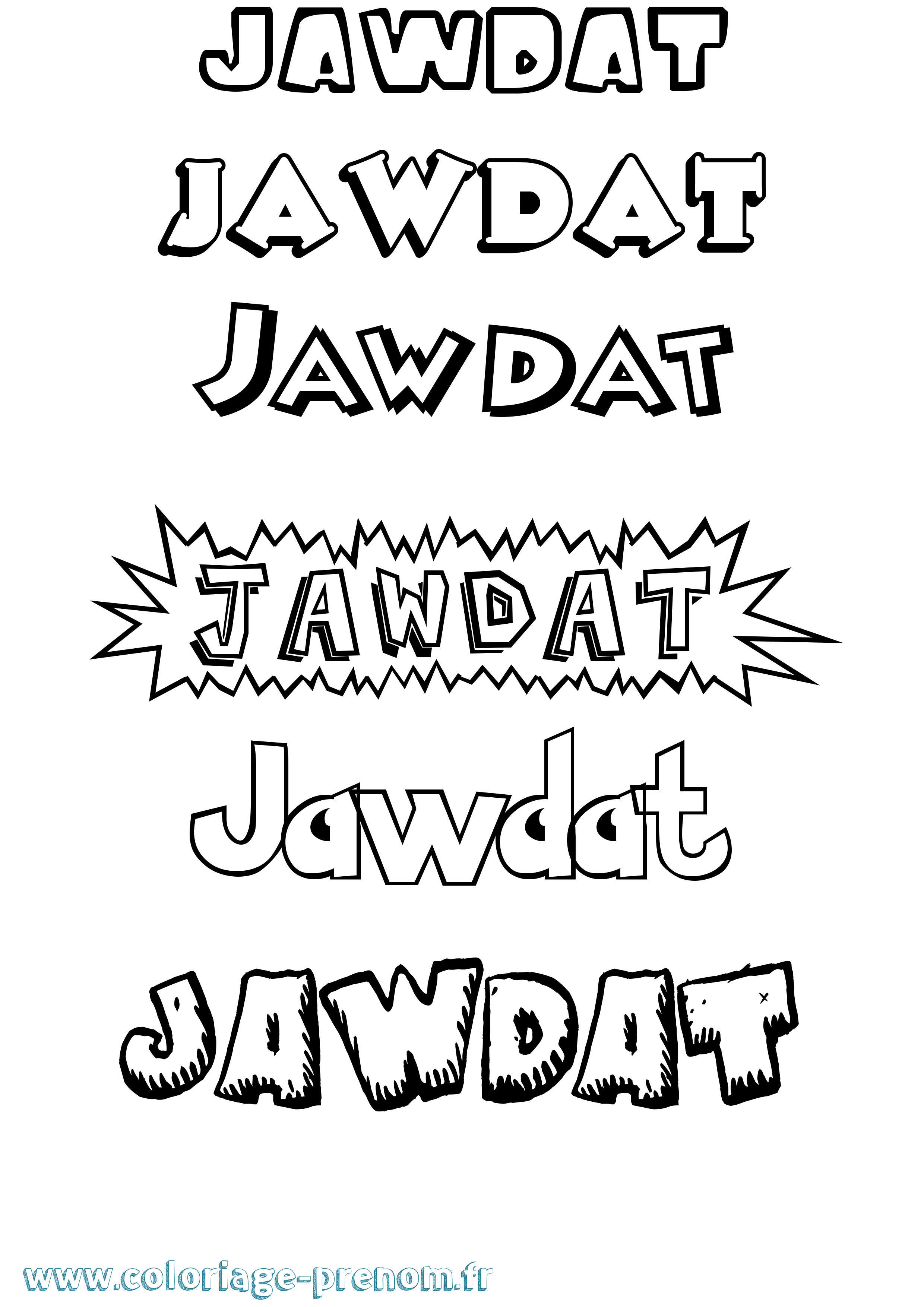 Coloriage Jawdat Dessin Animé Coloriage prénom Jawdat Dessin Animé