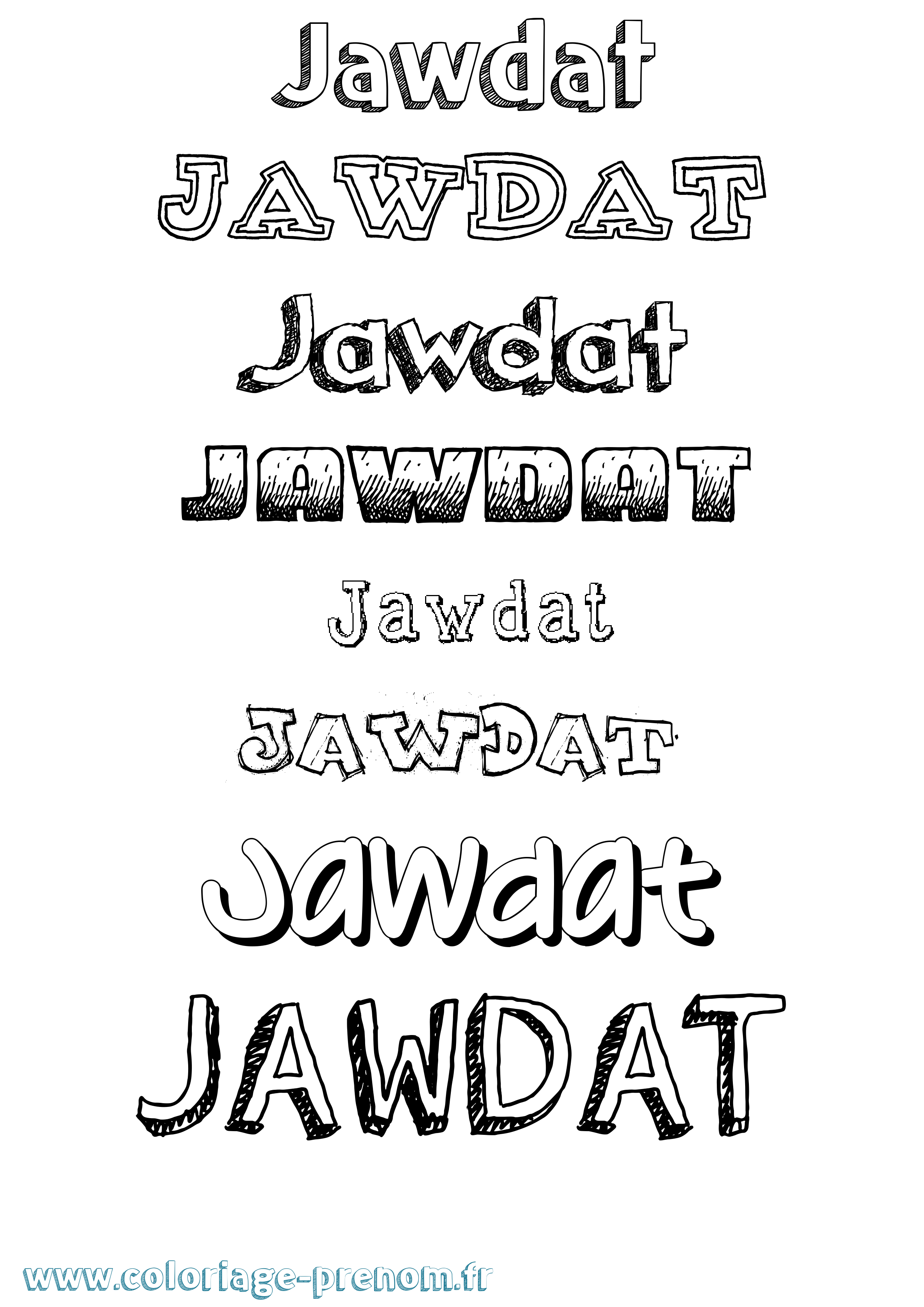Coloriage Jawdat Dessiné Coloriage prénom Jawdat Dessiné