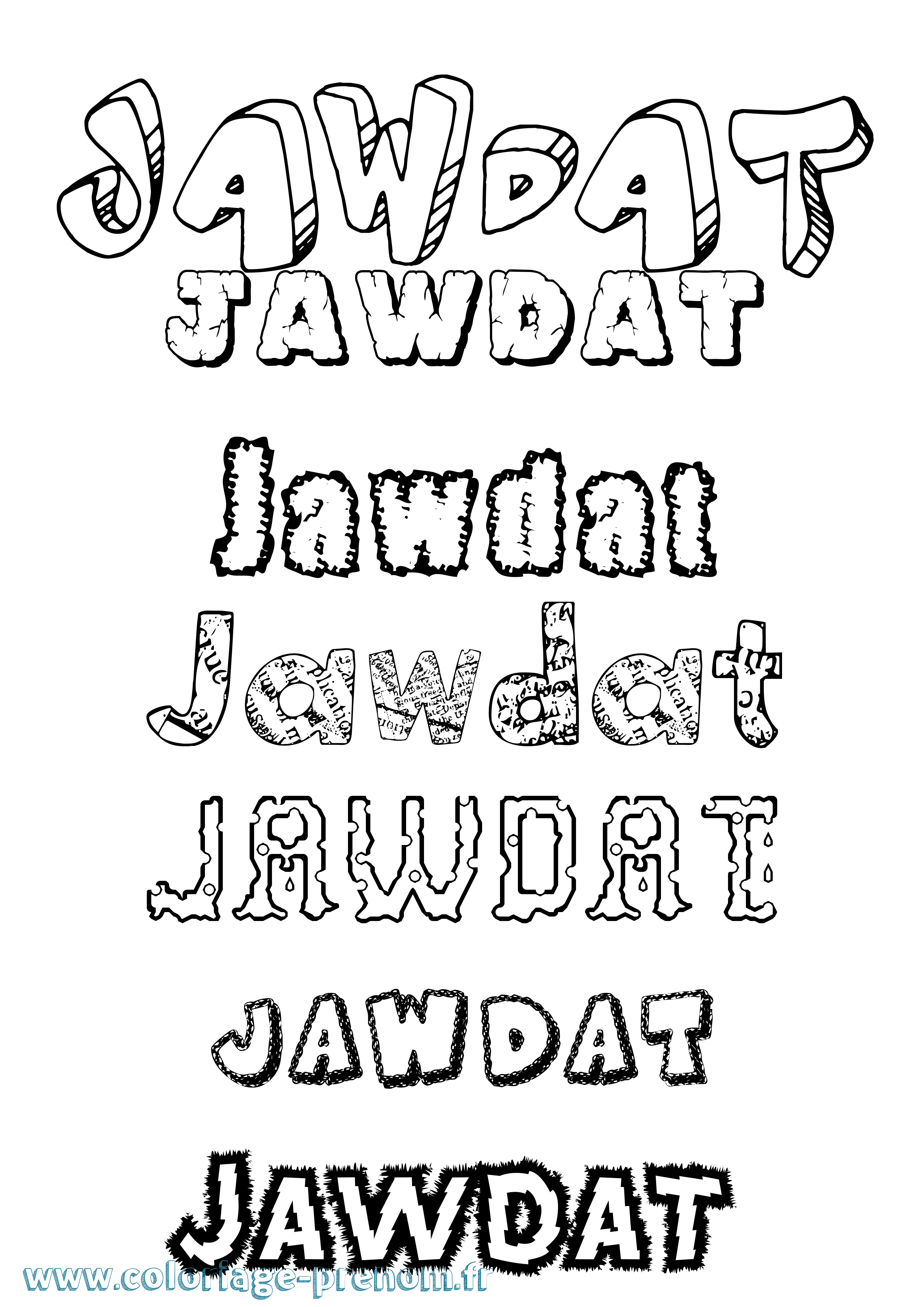 Coloriage Jawdat Destructuré Coloriage prénom Jawdat Destructuré