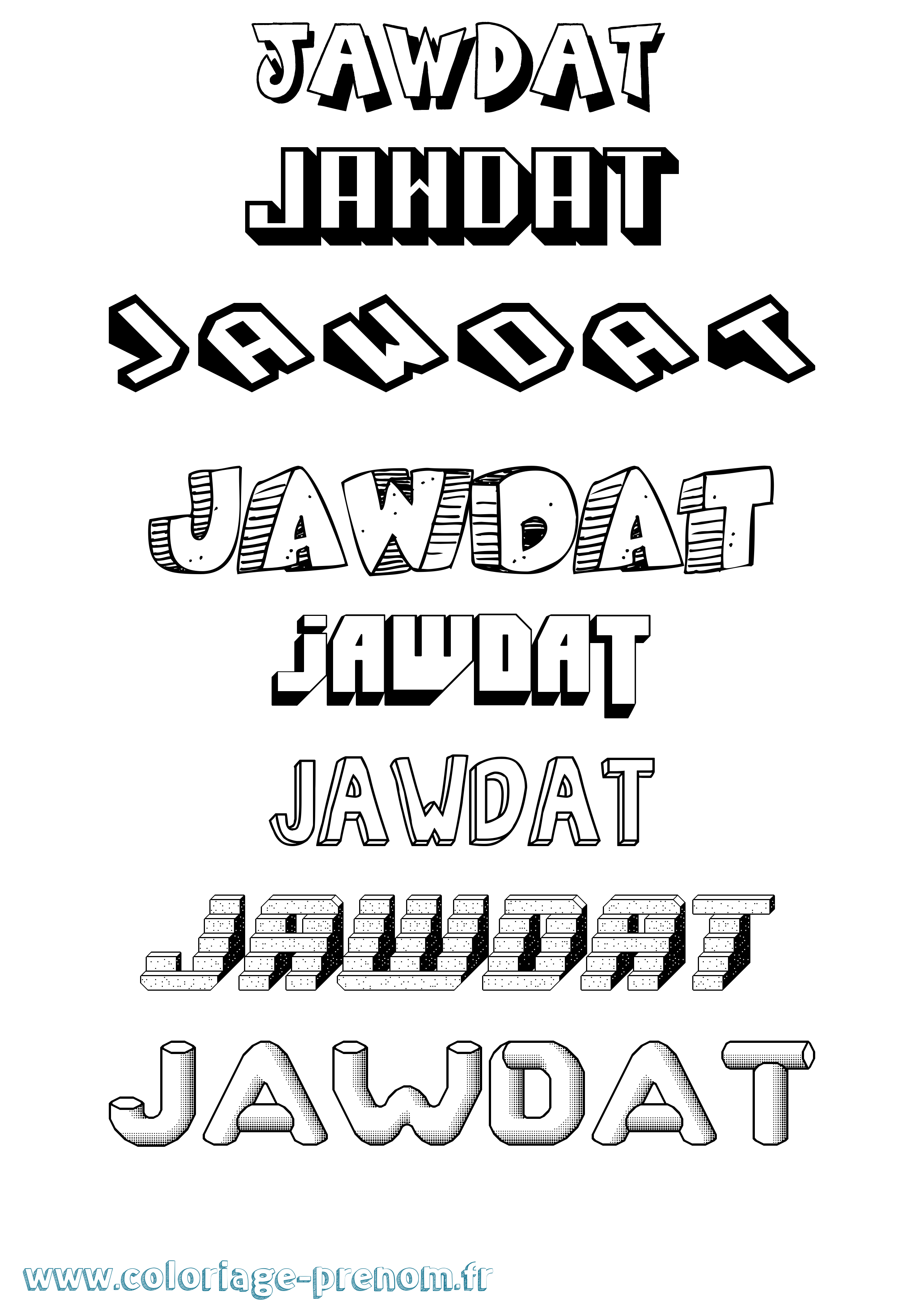 Coloriage Jawdat Effet 3D Coloriage prénom Jawdat Effet 3D