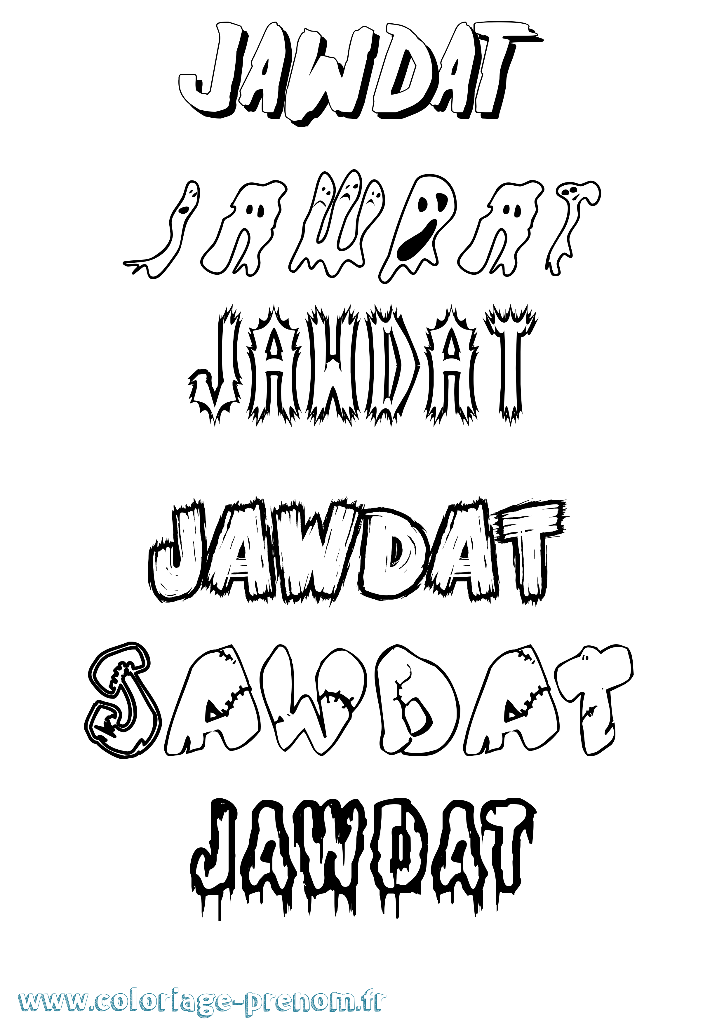Coloriage Jawdat Frisson Coloriage prénom Jawdat Frisson