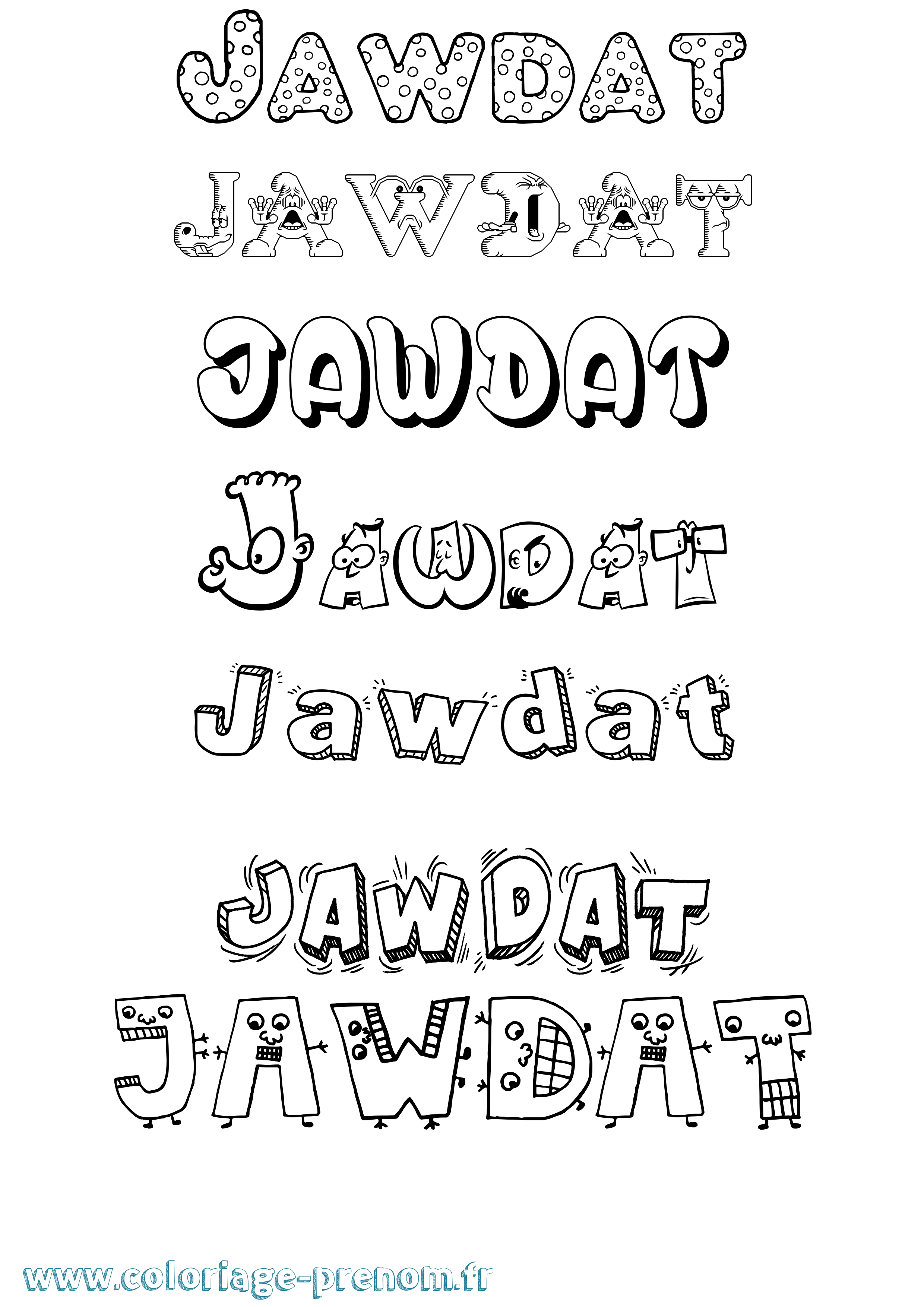 Coloriage Jawdat Fun Coloriage prénom Jawdat Fun
