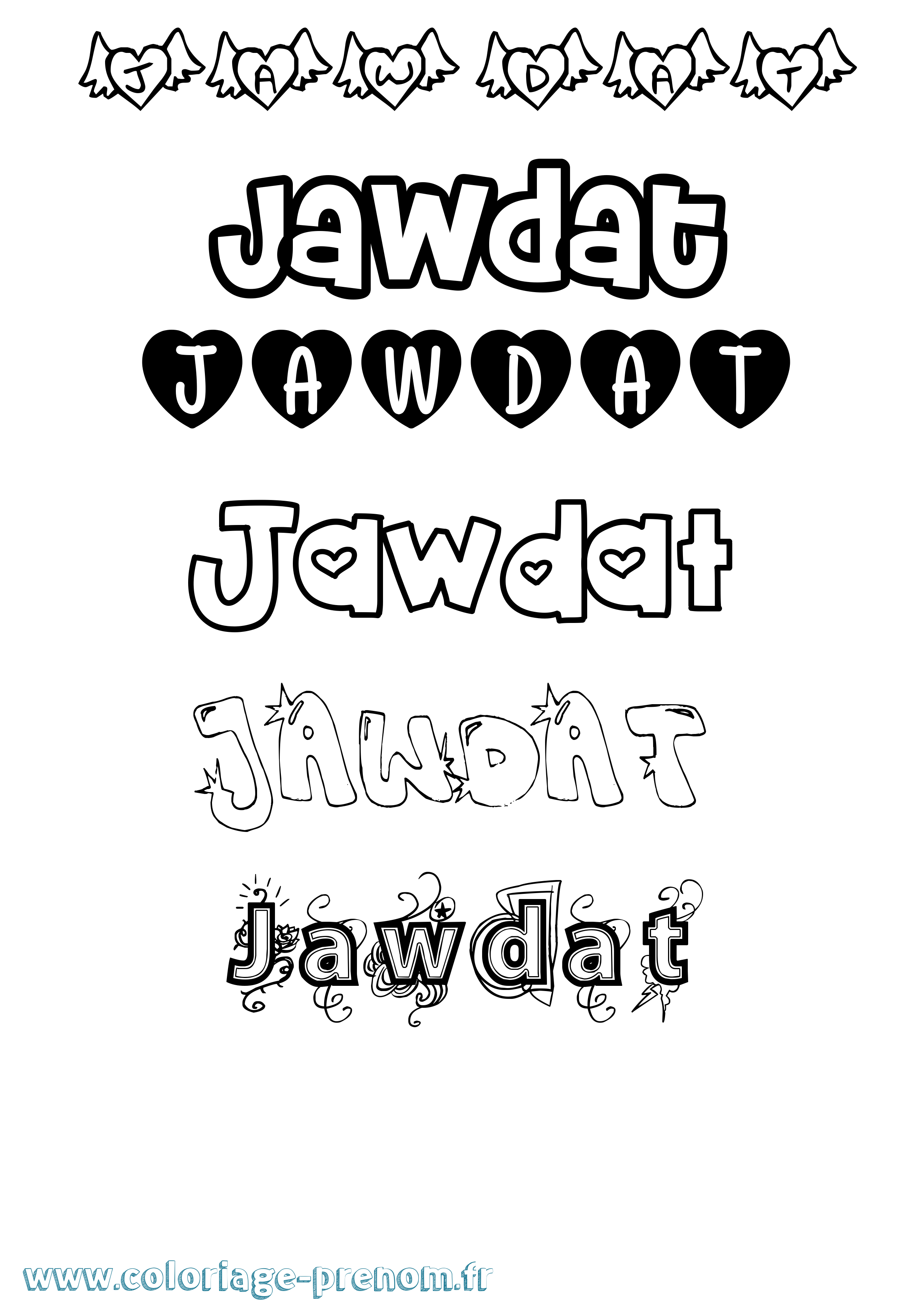 Coloriage Jawdat Girly Coloriage prénom Jawdat Girly