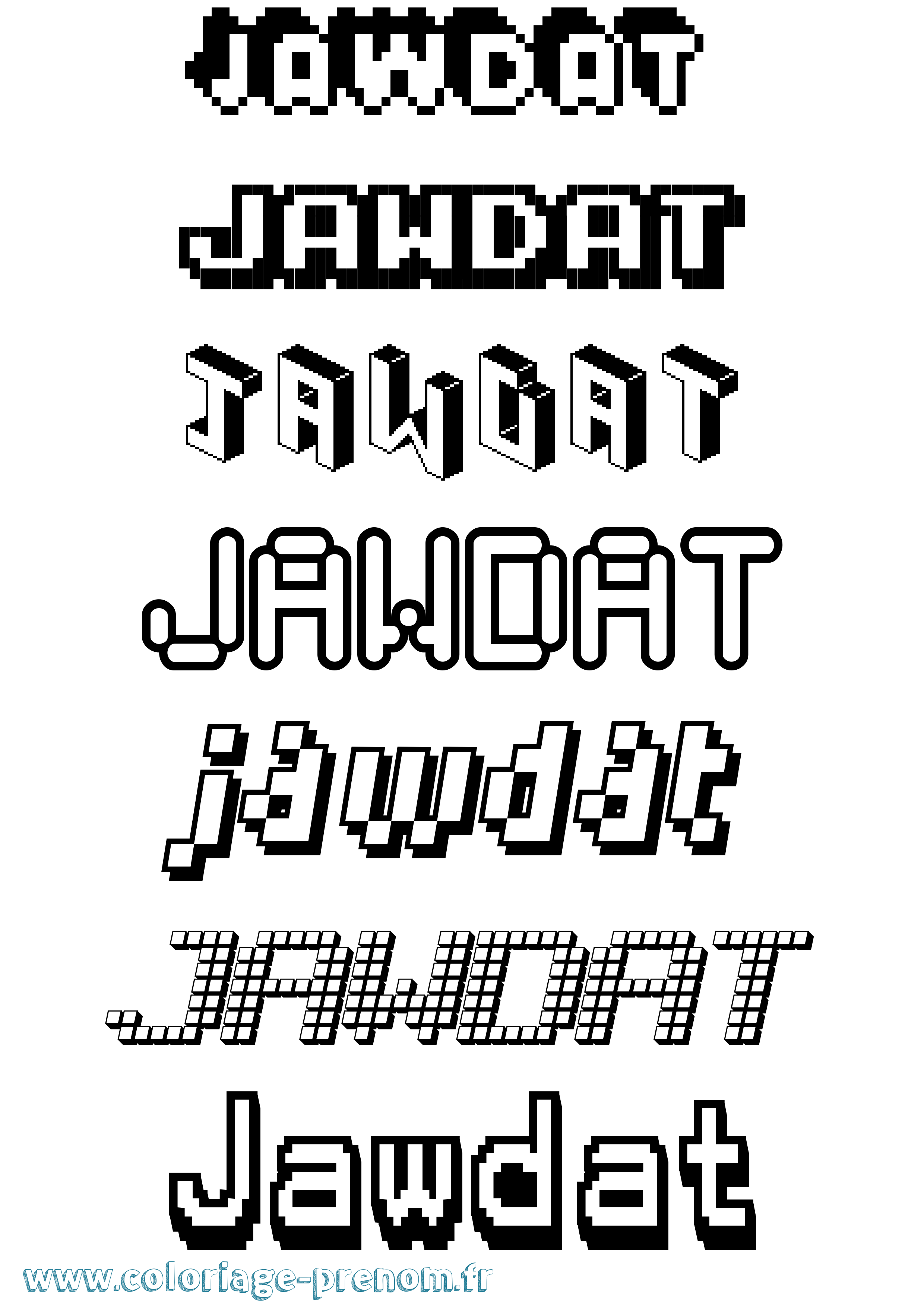Coloriage Jawdat Pixel Coloriage prénom Jawdat Pixel