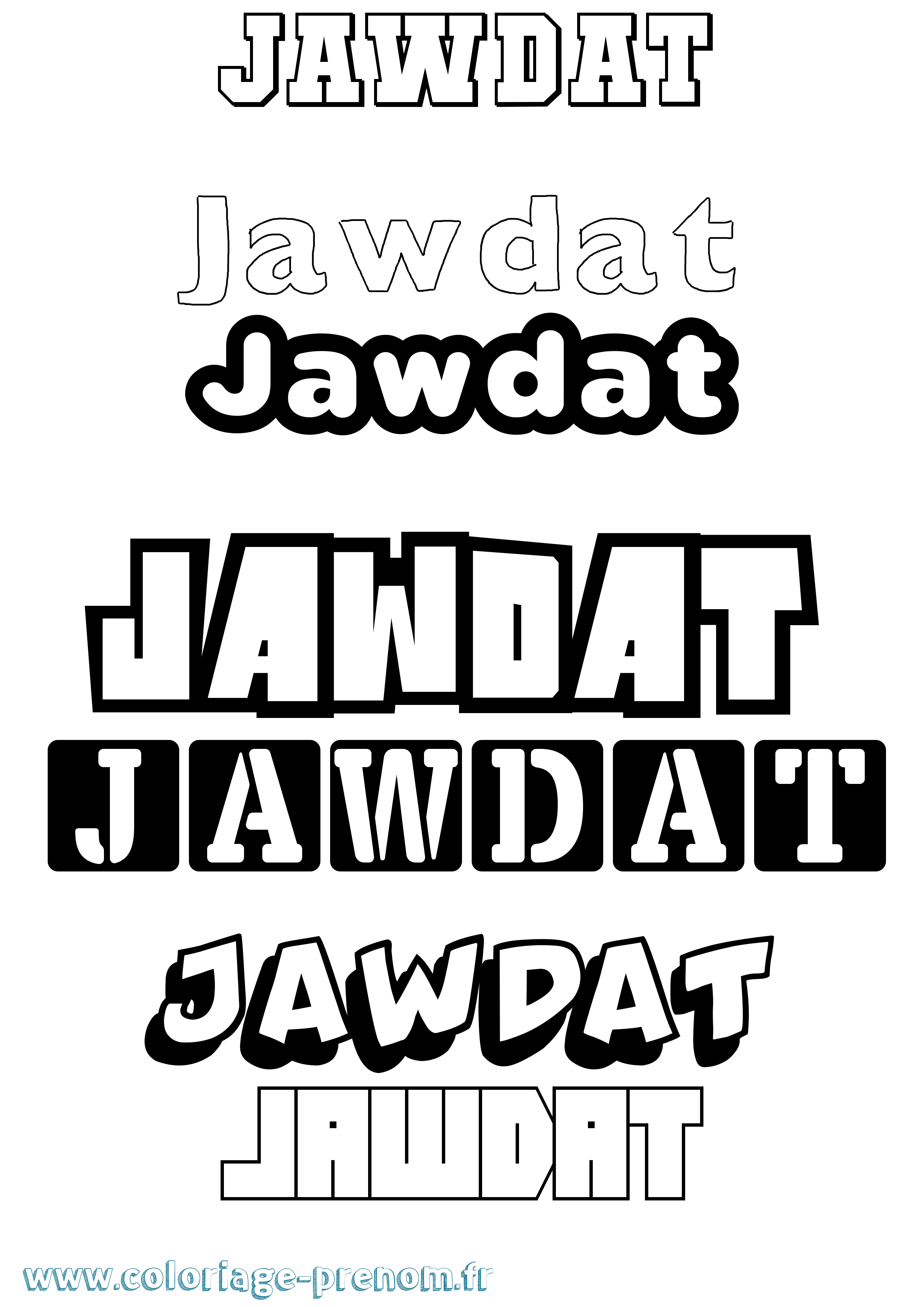 Coloriage Jawdat Simple Coloriage prénom Jawdat Simple
