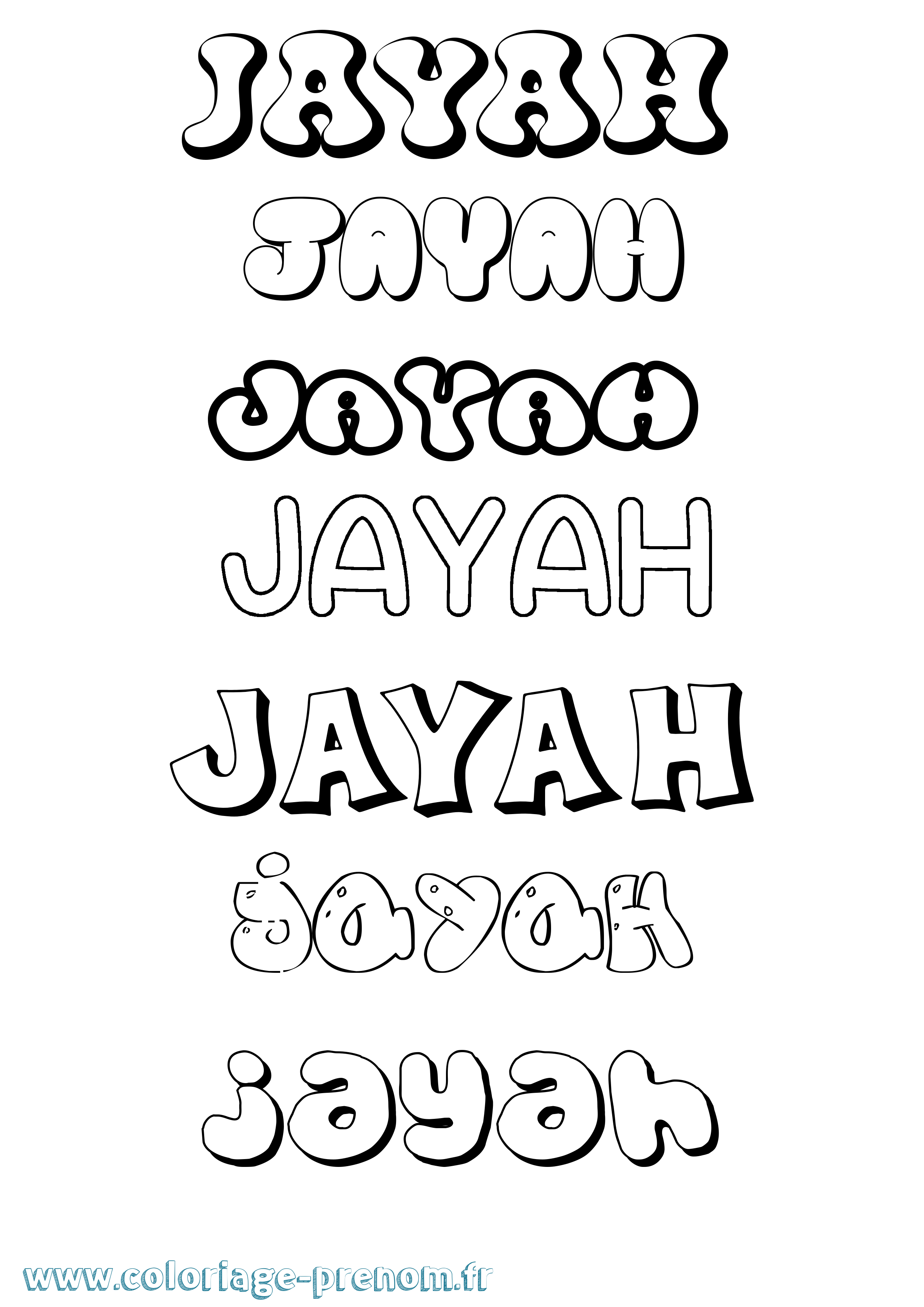 Coloriage Jayah Bubble Coloriage prénom Jayah Bubble