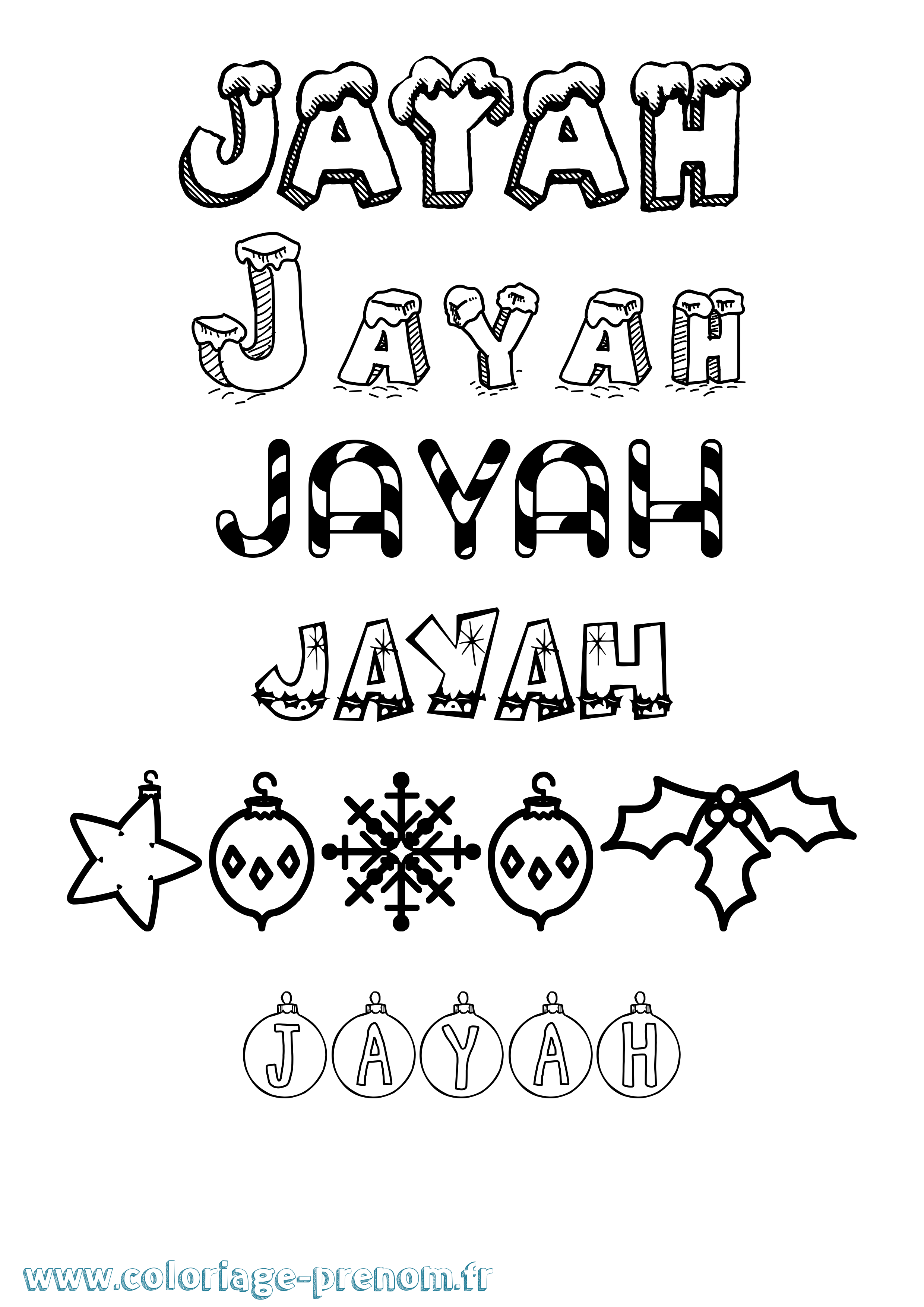 Coloriage Jayah Noël Coloriage prénom Jayah Noël