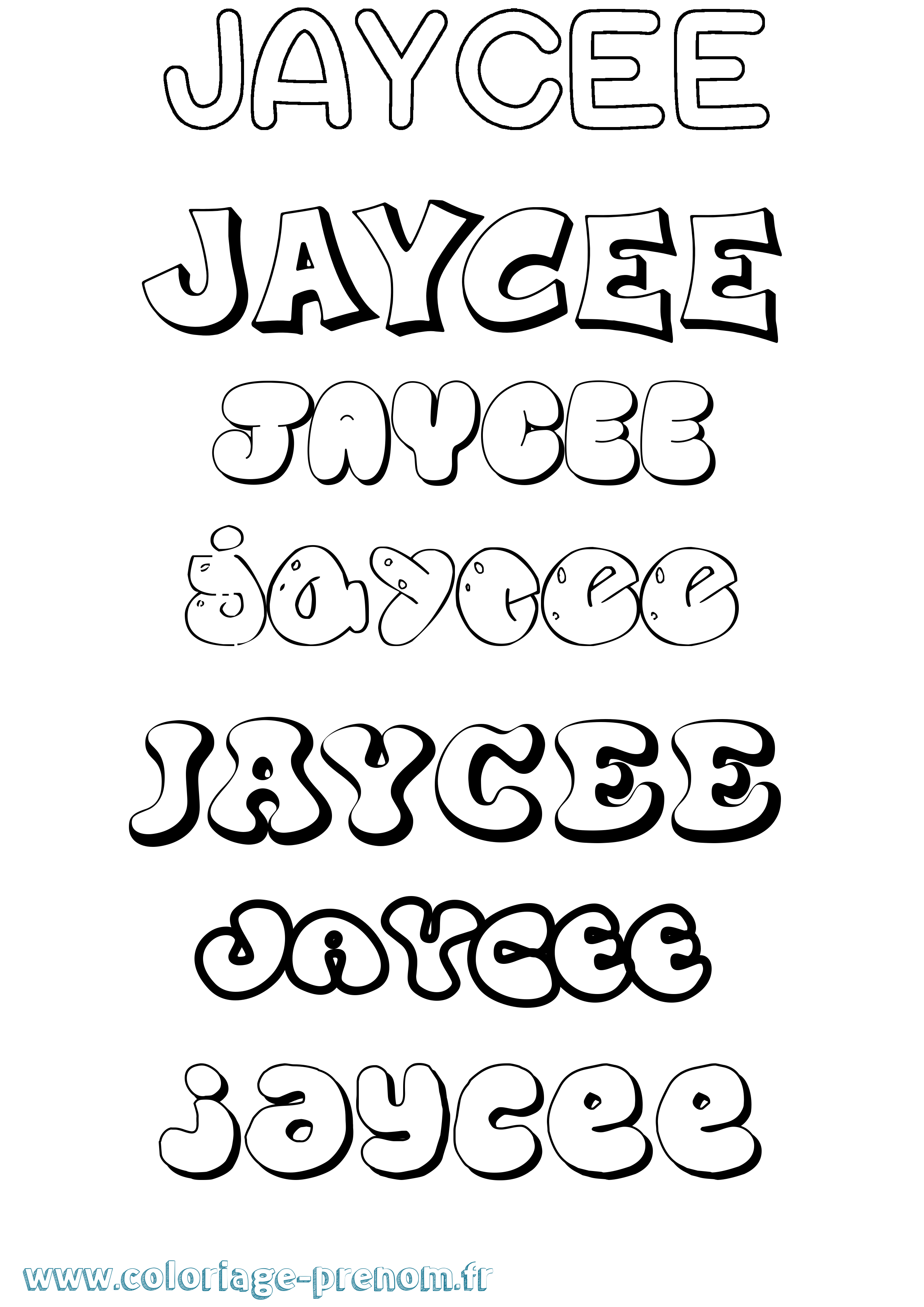 Coloriage Jaycee Bubble Coloriage prénom Jaycee Bubble