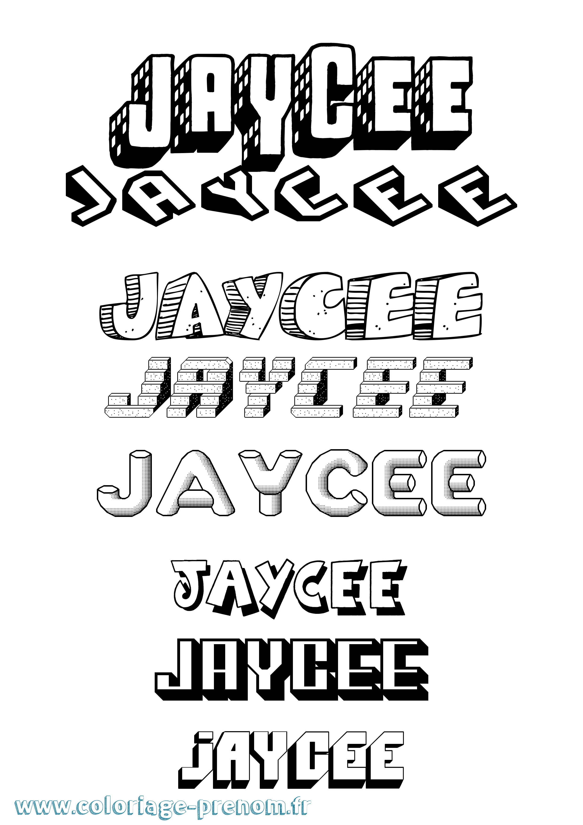 Coloriage Jaycee Effet 3D Coloriage prénom Jaycee Effet 3D