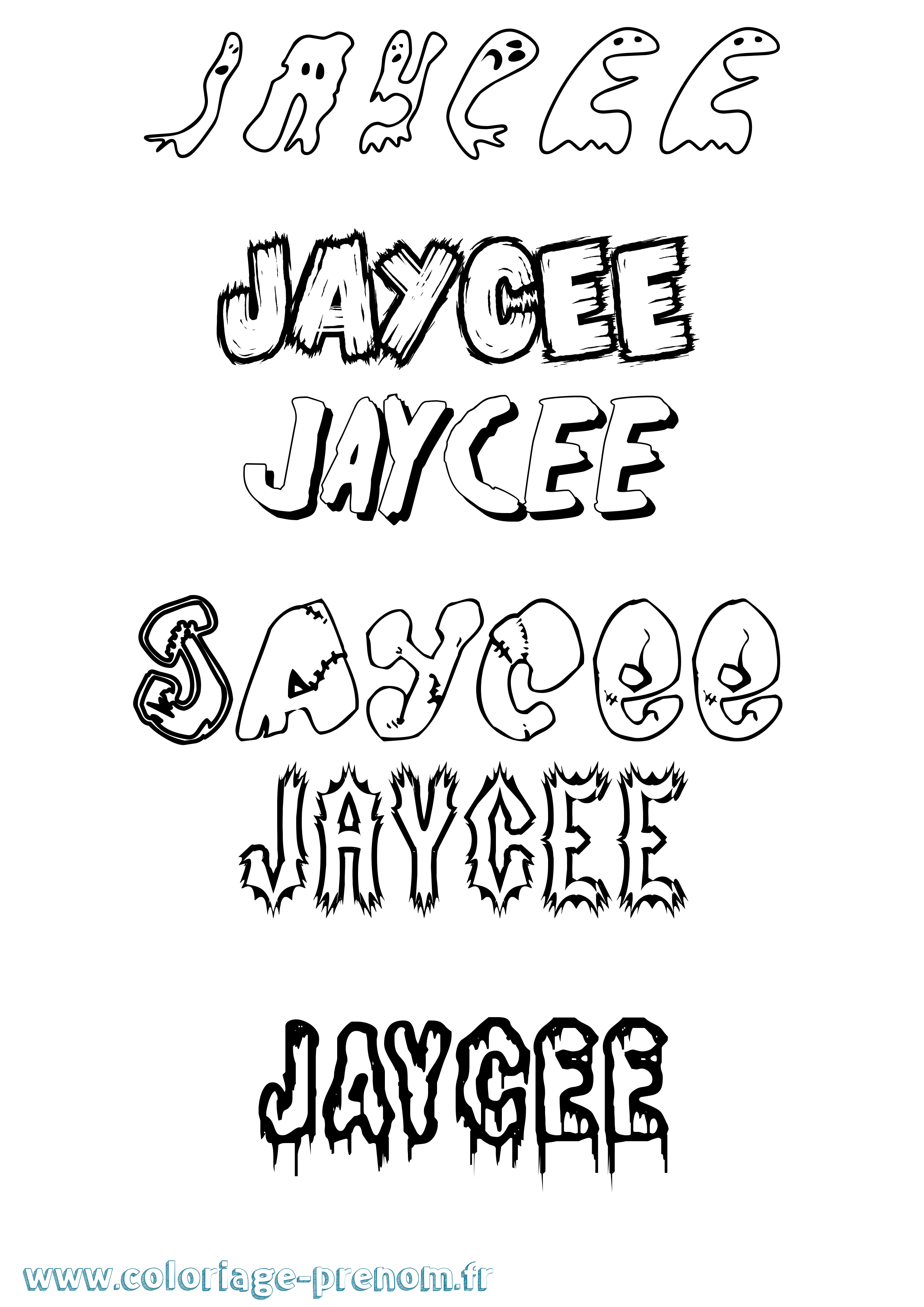 Coloriage Jaycee Frisson Coloriage prénom Jaycee Frisson