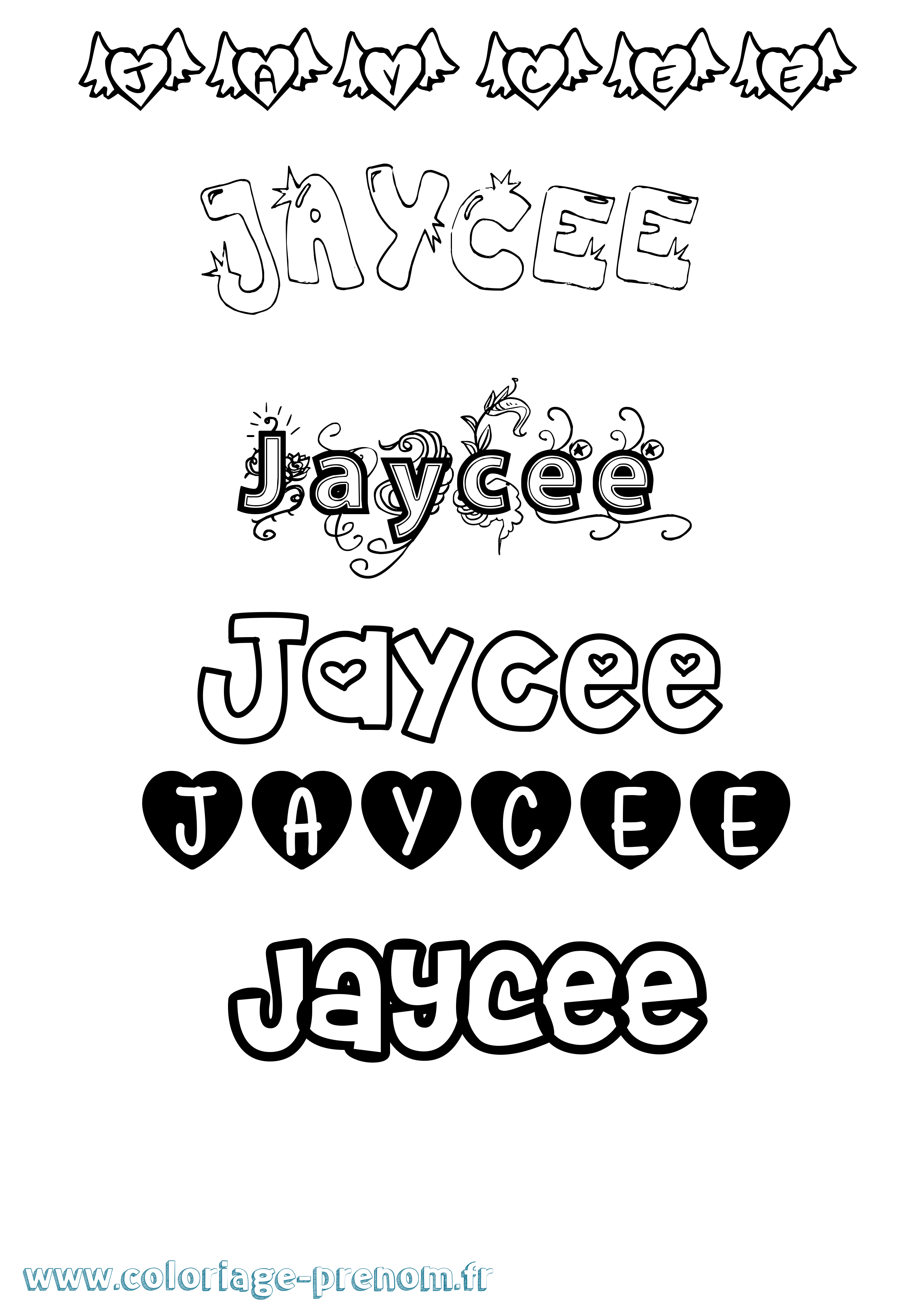 Coloriage Jaycee Girly Coloriage prénom Jaycee Girly
