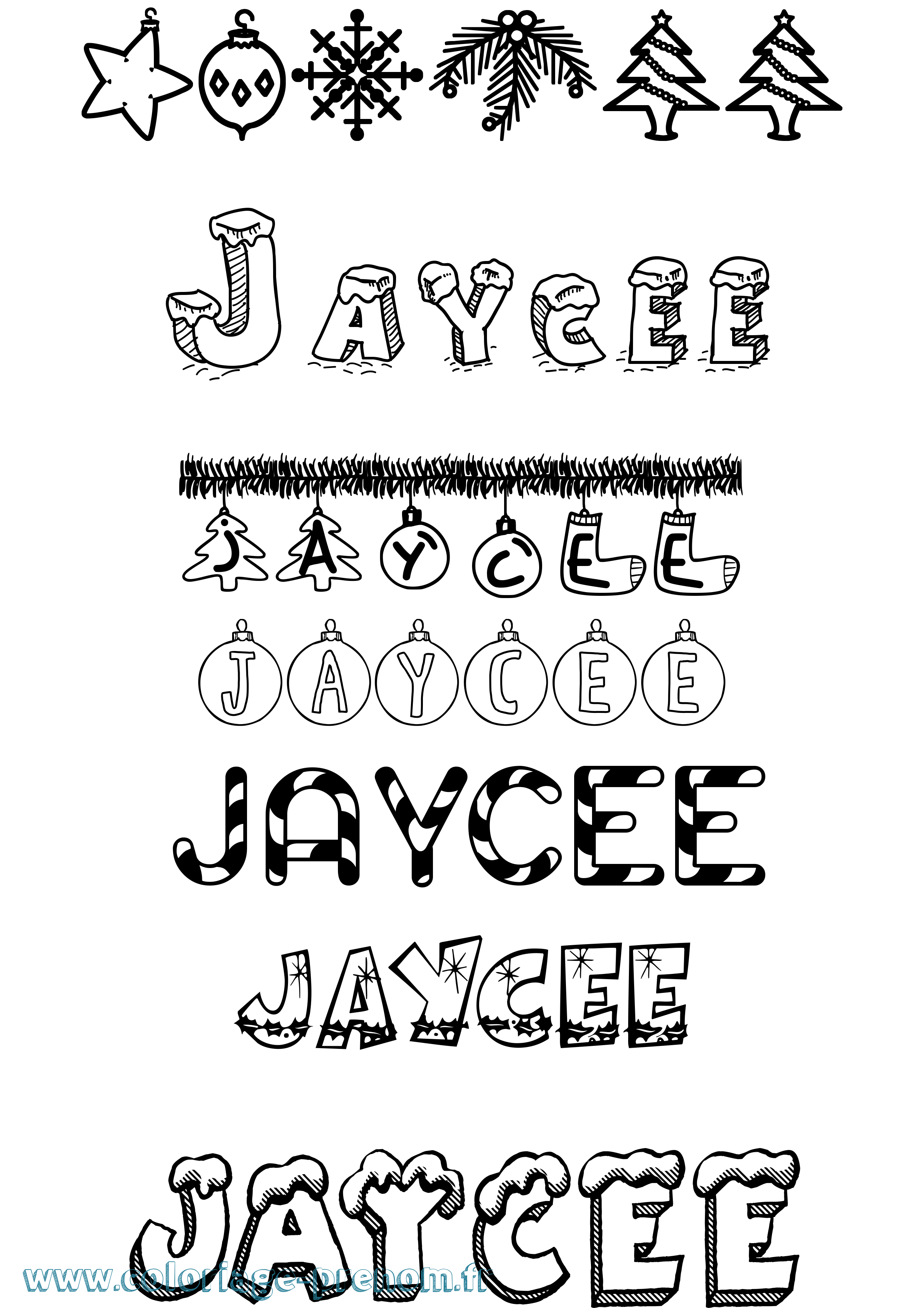 Coloriage Jaycee Noël Coloriage prénom Jaycee Noël