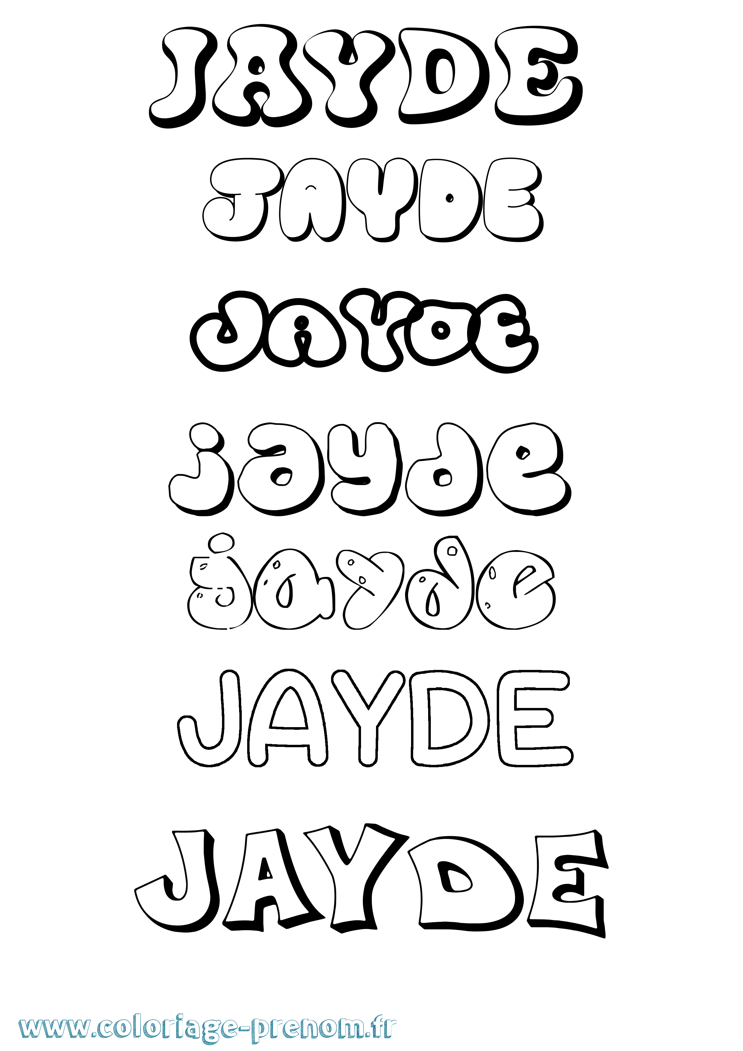 Coloriage Jayde Bubble Coloriage prénom Jayde Bubble