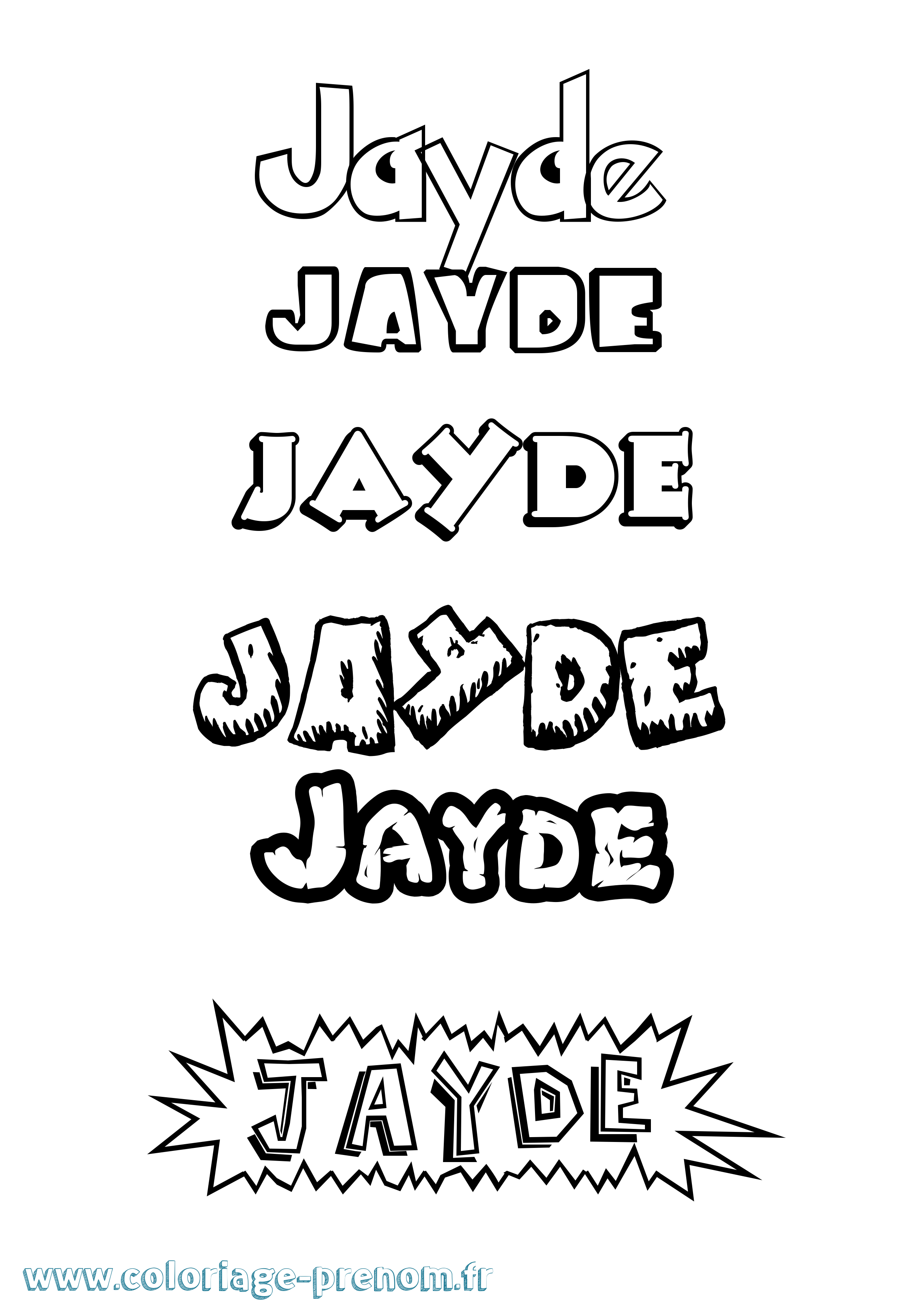 Coloriage Jayde Dessin Animé Coloriage prénom Jayde Dessin Animé