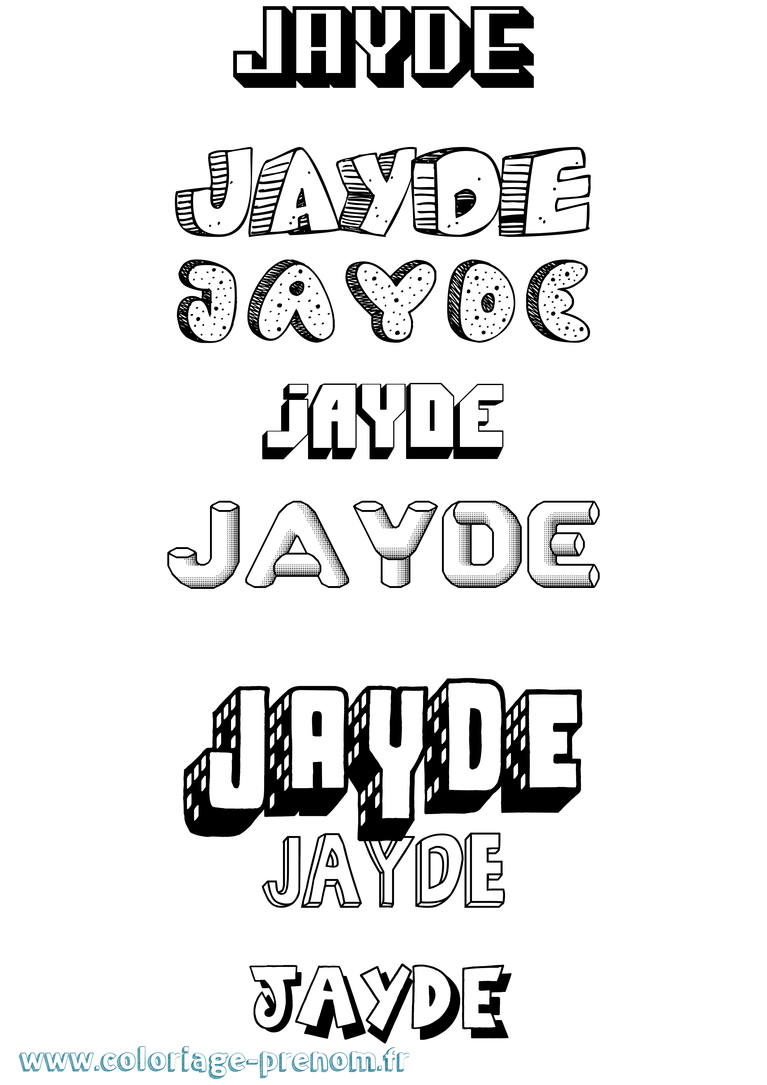 Coloriage Jayde Effet 3D Coloriage prénom Jayde Effet 3D