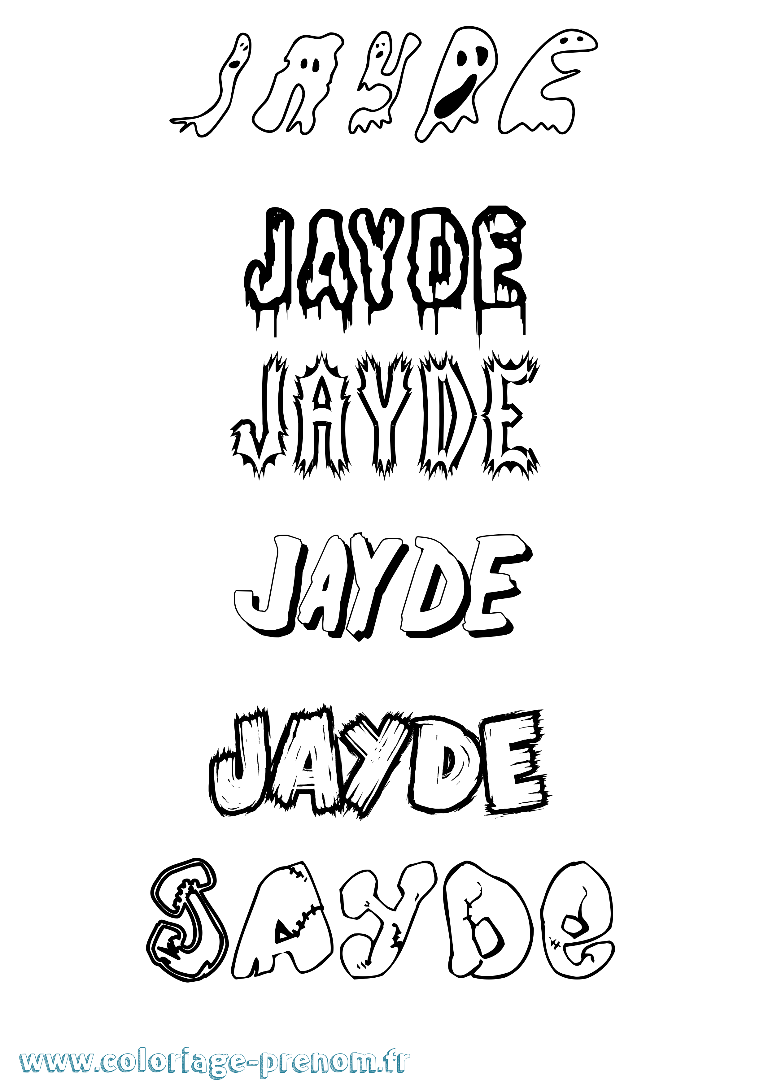 Coloriage Jayde Frisson Coloriage prénom Jayde Frisson