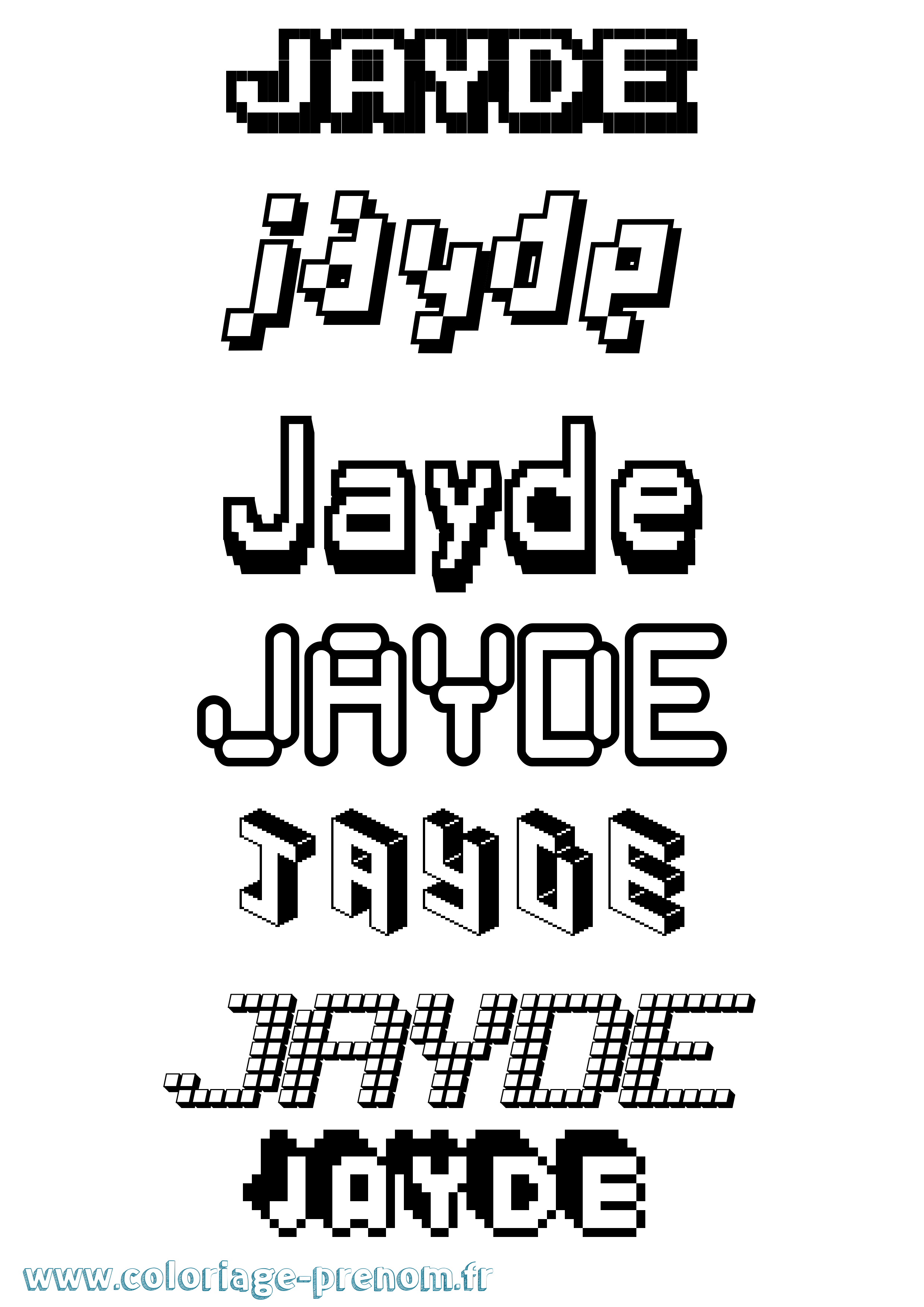 Coloriage Jayde Pixel Coloriage prénom Jayde Pixel