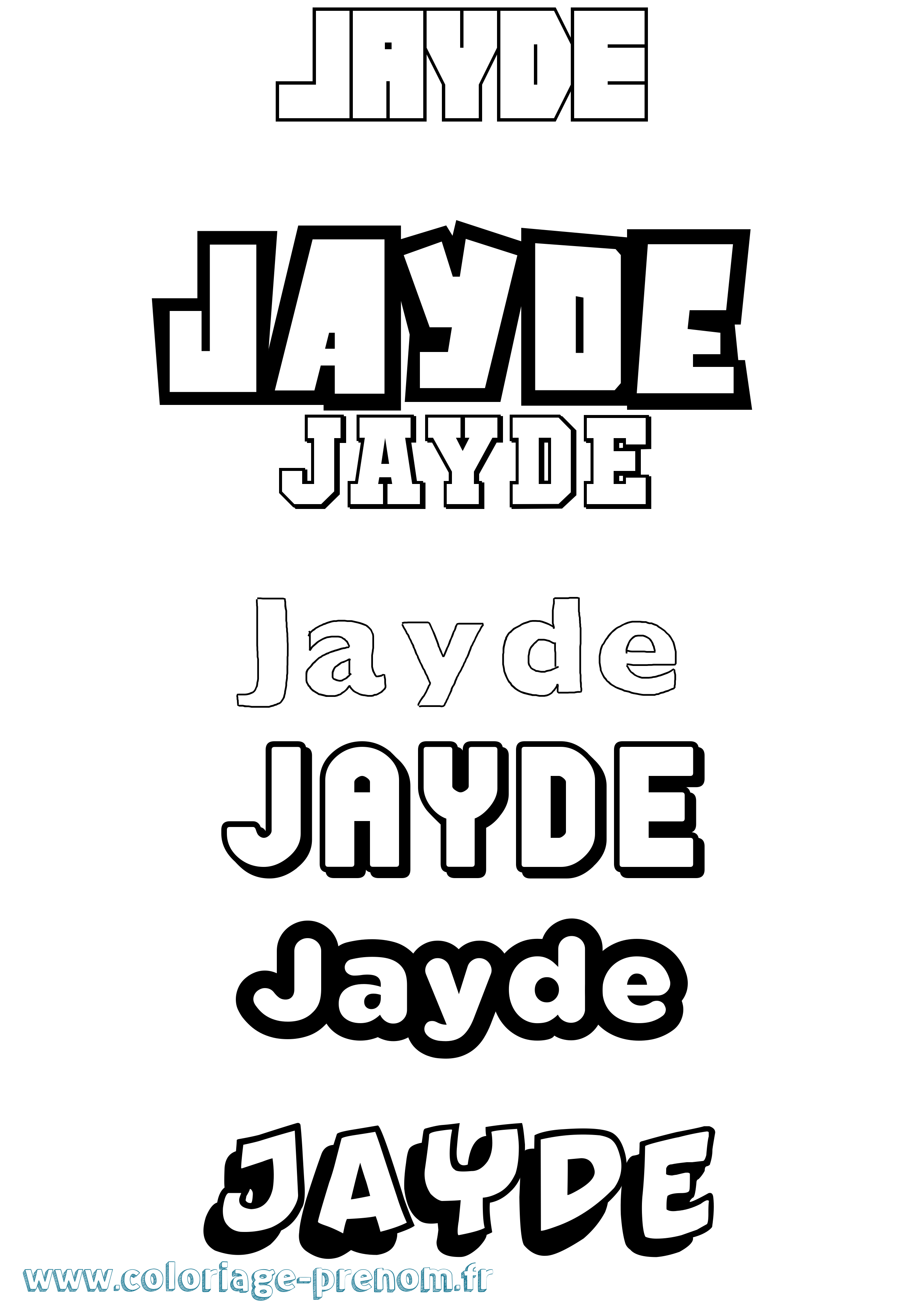 Coloriage Jayde Simple Coloriage prénom Jayde Simple