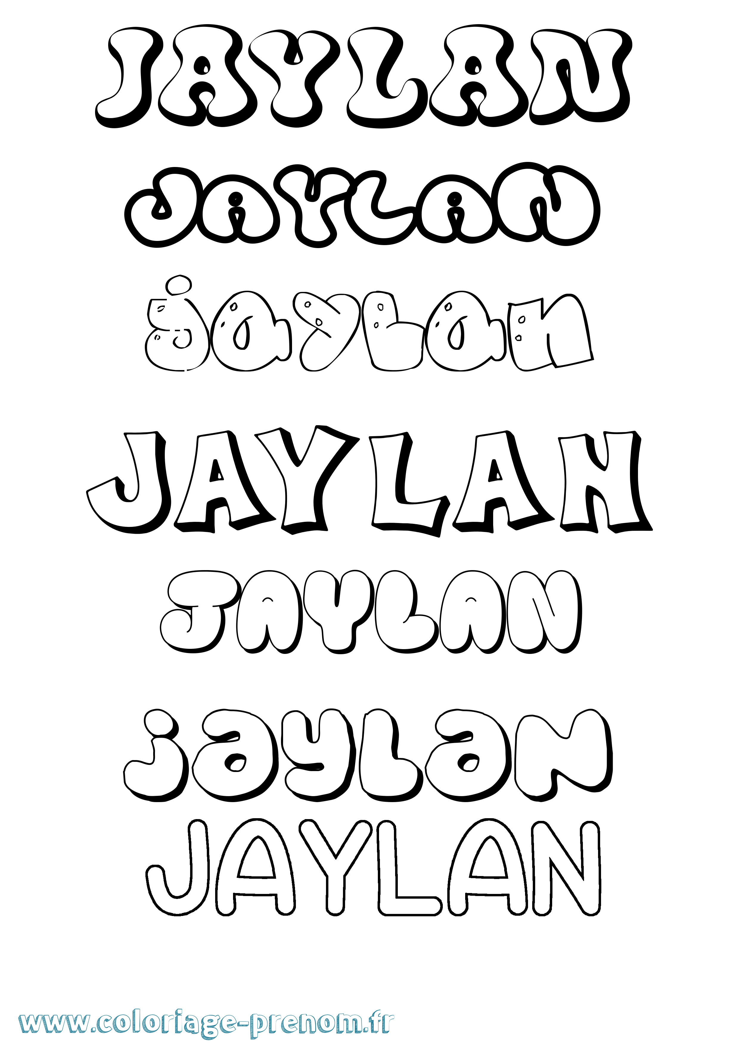 Coloriage Jaylan Bubble Coloriage prénom Jaylan Bubble