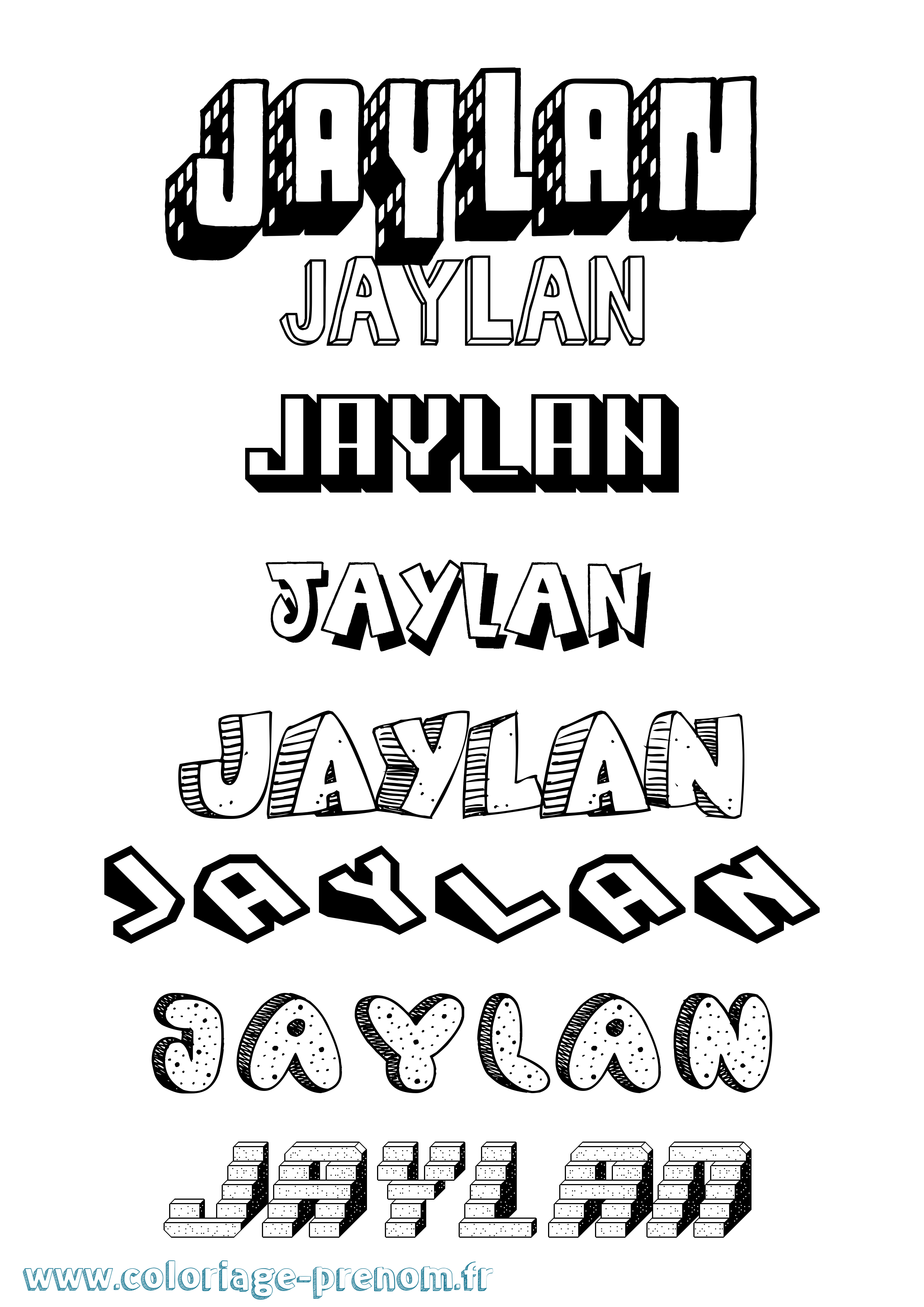 Coloriage Jaylan Effet 3D Coloriage prénom Jaylan Effet 3D