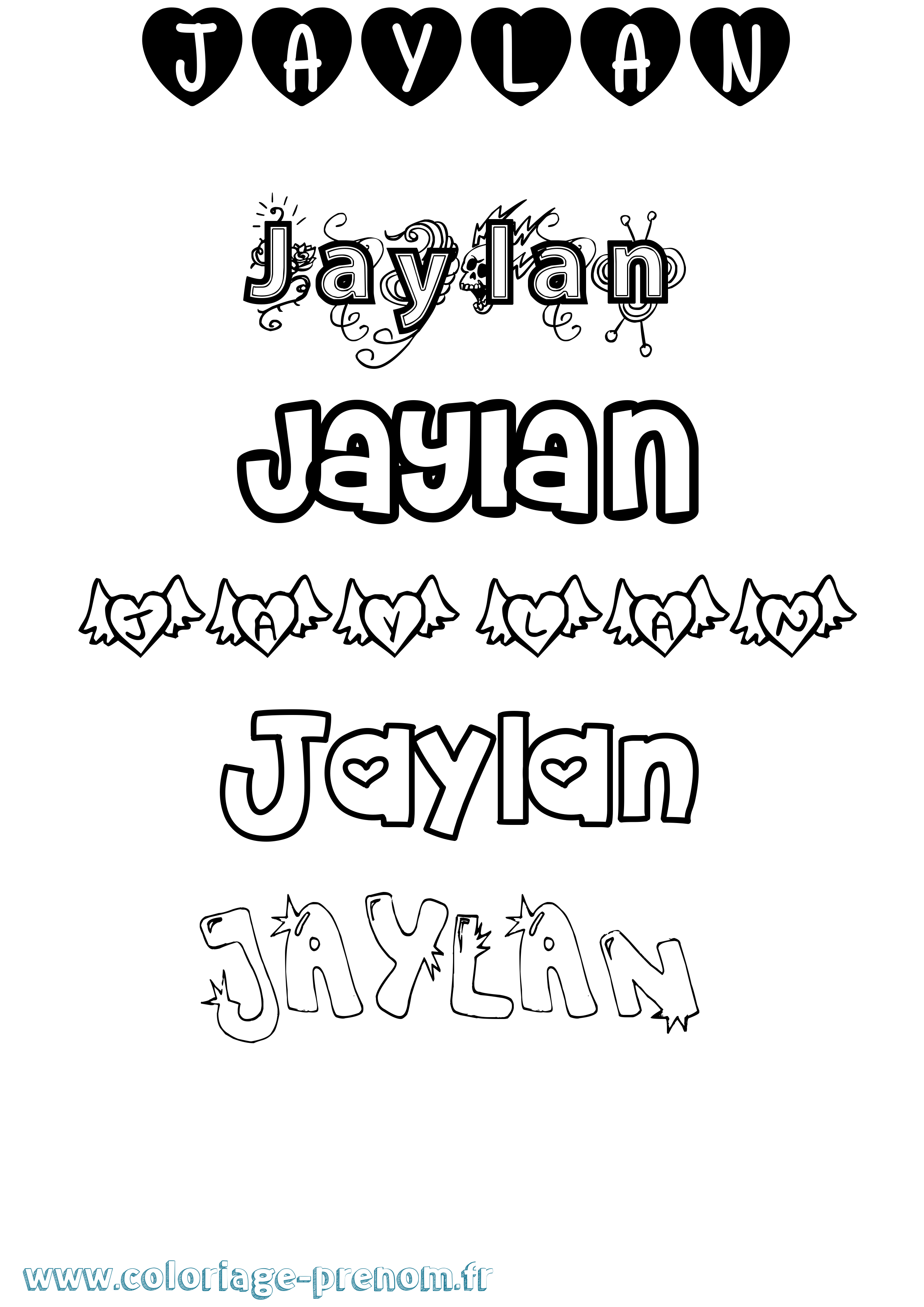 Coloriage Jaylan Girly Coloriage prénom Jaylan Girly