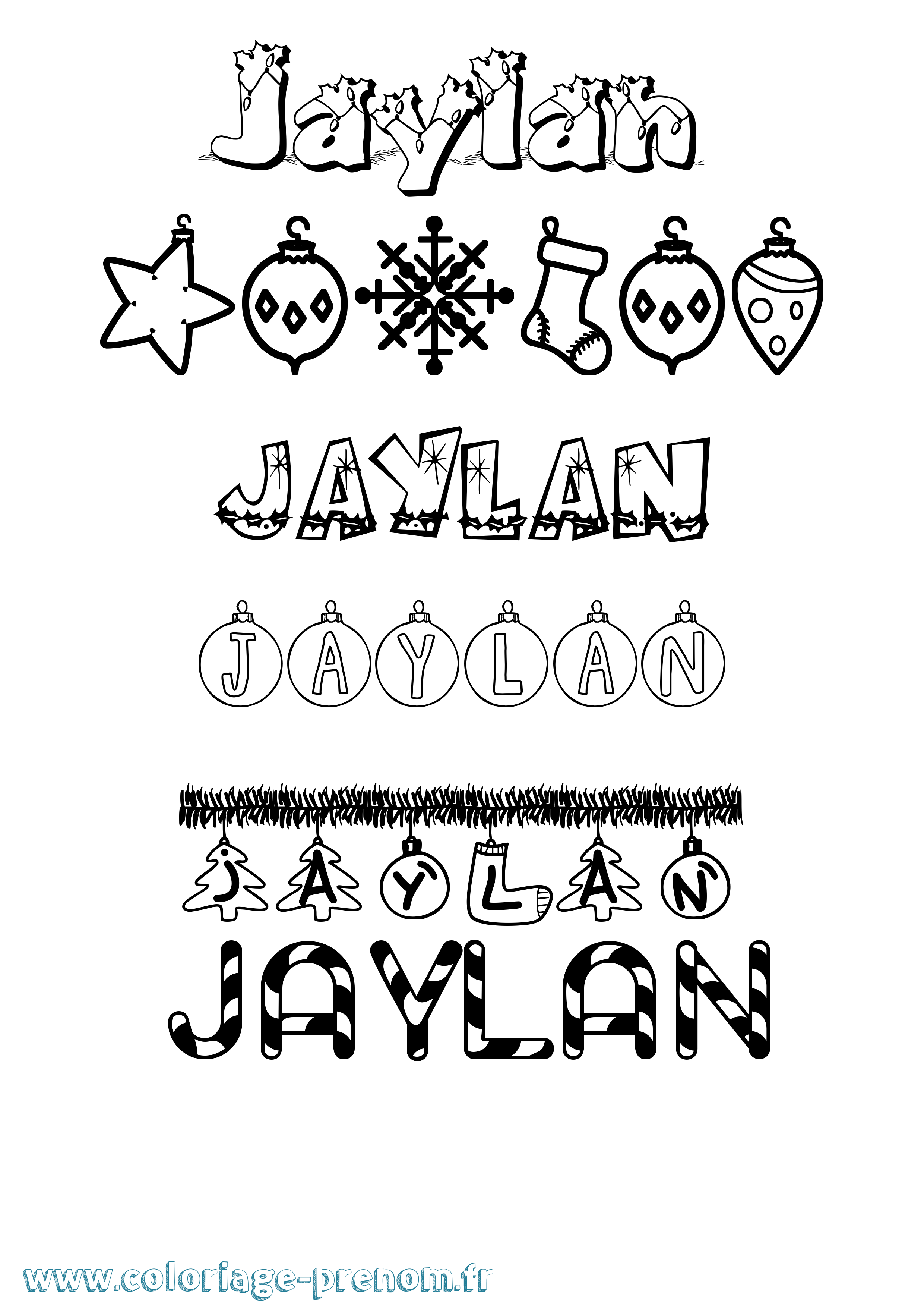 Coloriage Jaylan Noël Coloriage prénom Jaylan Noël