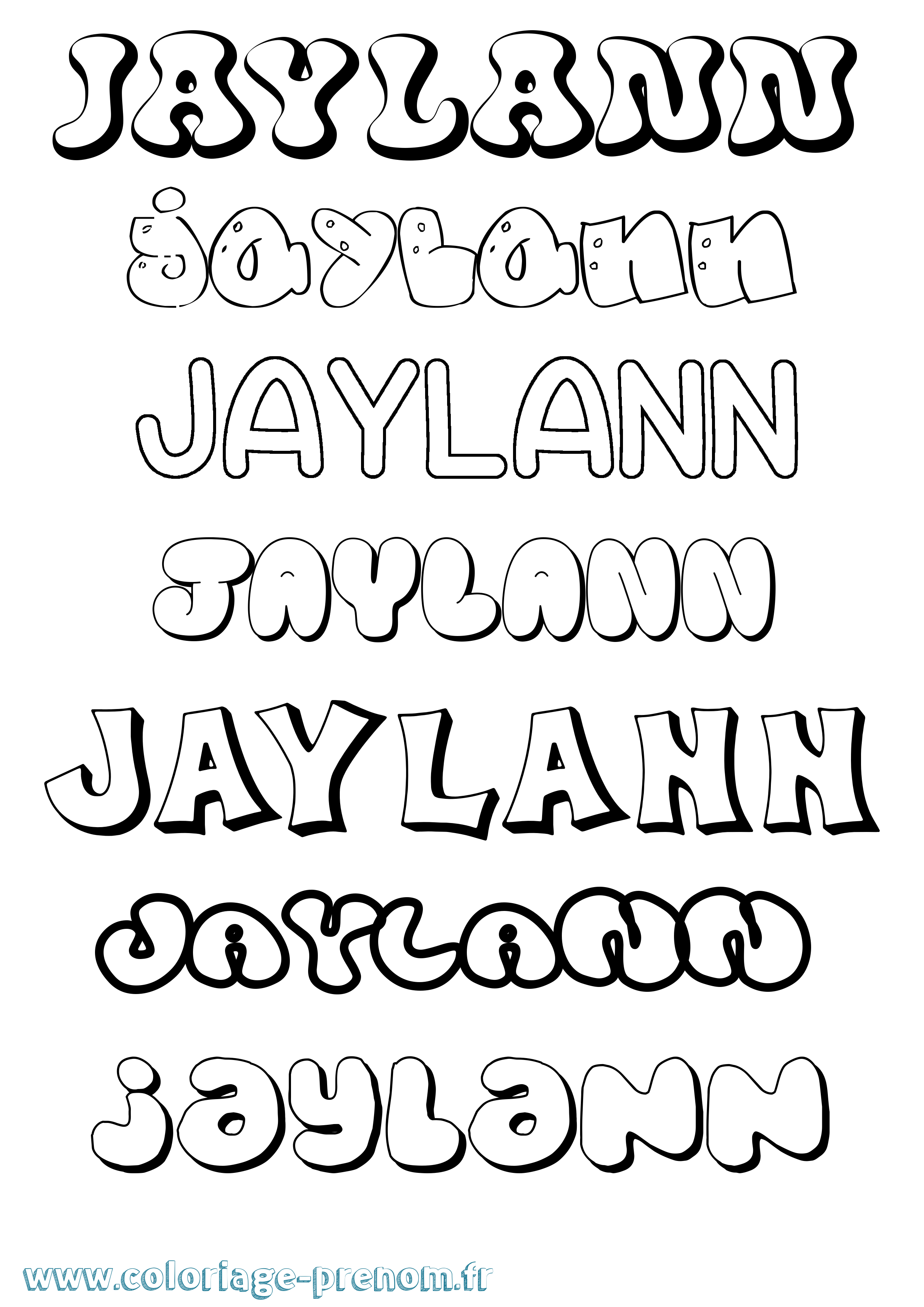 Coloriage Jaylann Bubble Coloriage prénom Jaylann Bubble