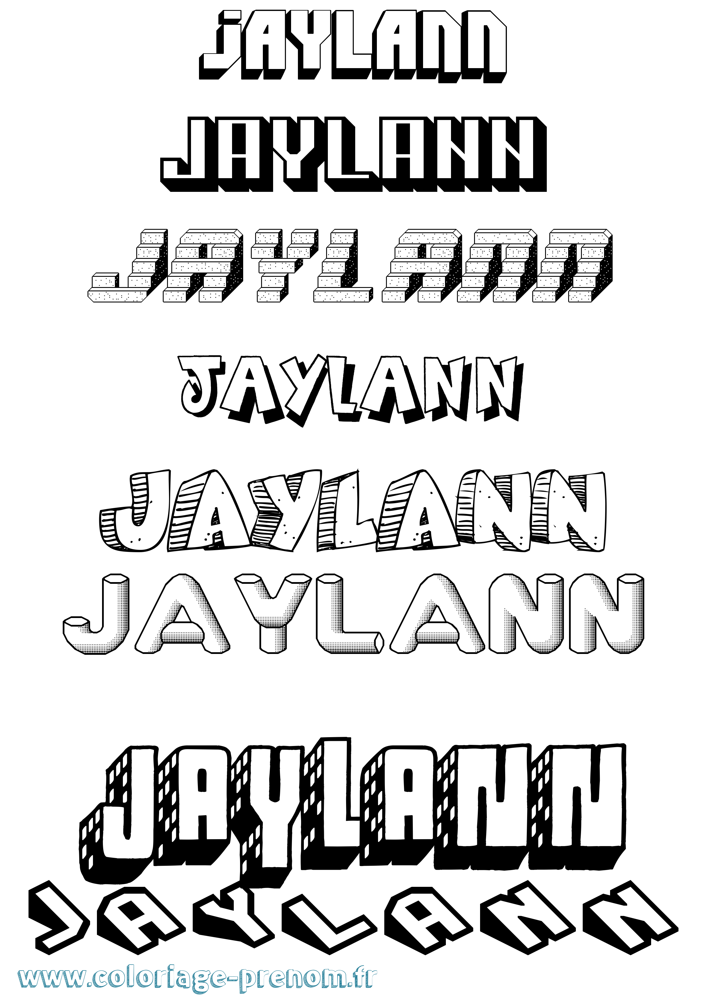 Coloriage Jaylann Effet 3D Coloriage prénom Jaylann Effet 3D